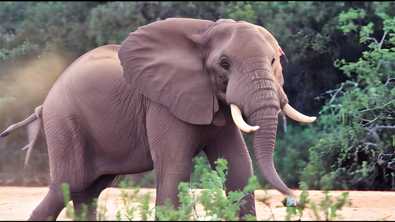 African elephant acting up during sunset in the african bush, Kruger national park