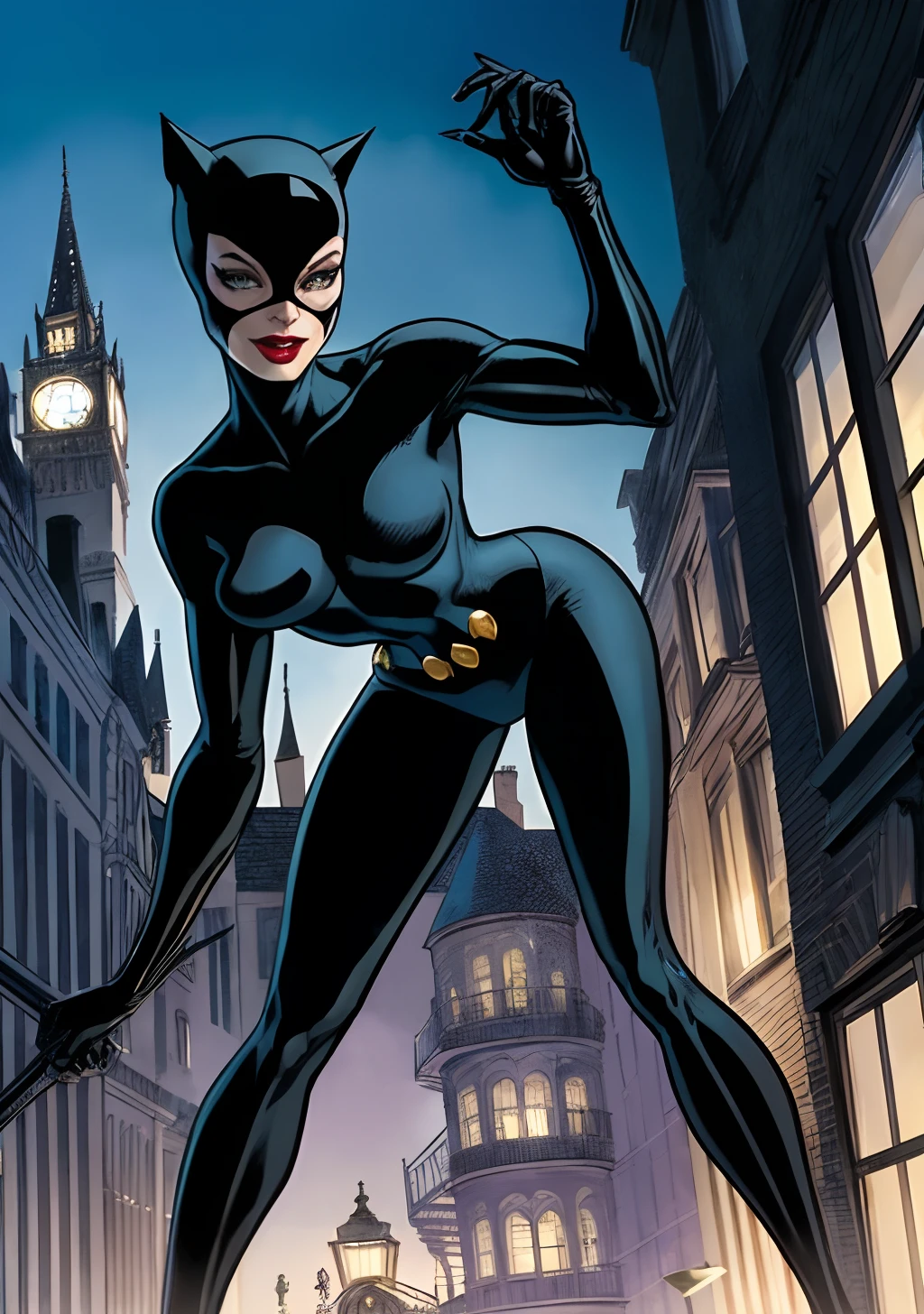 A ladra da Catwoman estilo DC Comics by Jim lee, Catwoman robbing Wayne Manor em uma party, With a Catwoman, Jewelry & Diamonds.