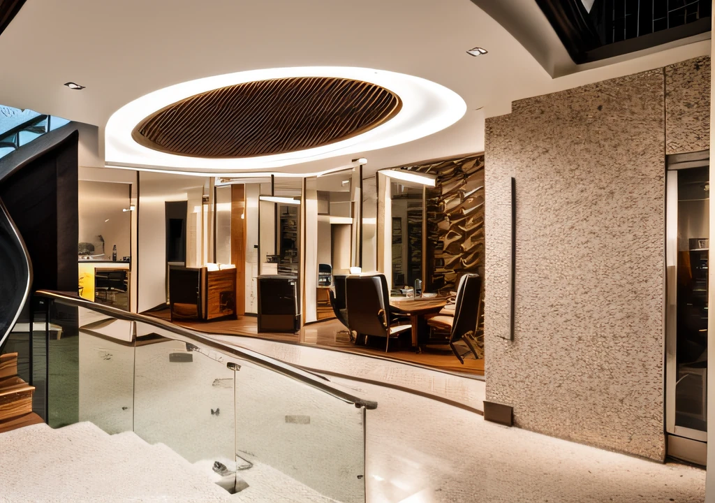 RAW photo, Masterpiece, high quality, best quality, authentic, super detail, interior Aluminum Window Showroom, impressive aluminum window display space, functionality, shui, Customers, aluminum windows, ((modern plaster ceiling with magnetic led lights)), (Modern minimalist lines:1.2), railing glass, glass windows, ((sunset)), archdaily architecture, (high detailed :1.2), 8k uhd, dslr, Spot lighting, high quality, photography shot with Leica CL with Leica Summilux-TL 35mm f-1.4