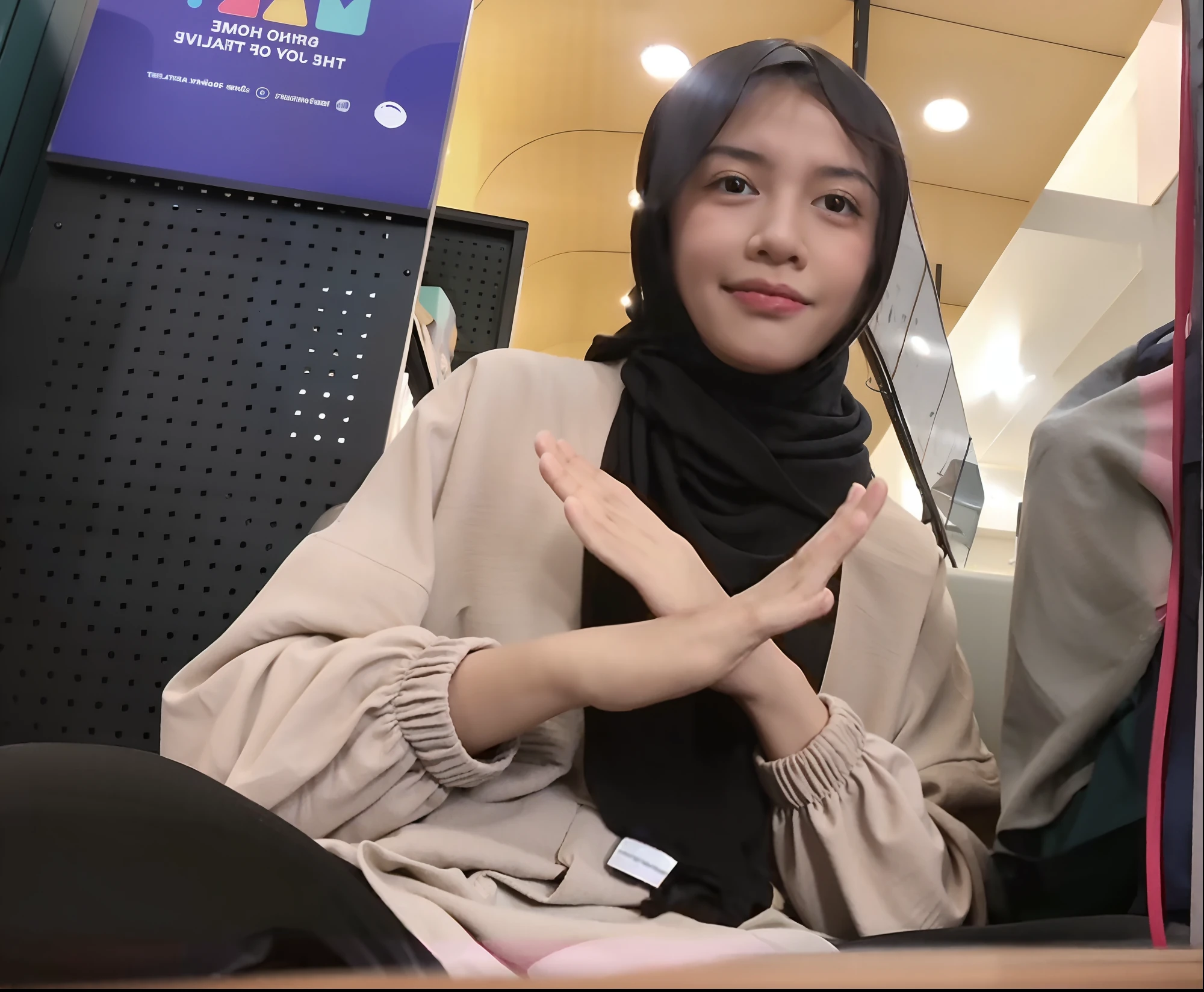 18-24 years old Asian female. with black medium (shoulder-length) loose/open hair. medium skin tone, average body. average height, normal weight weight. average breast. wearing fetishwear clothes. sexy pose. against a home/interior backdrop. exuding a romantic aura. full body shot. captured from a front view angle.