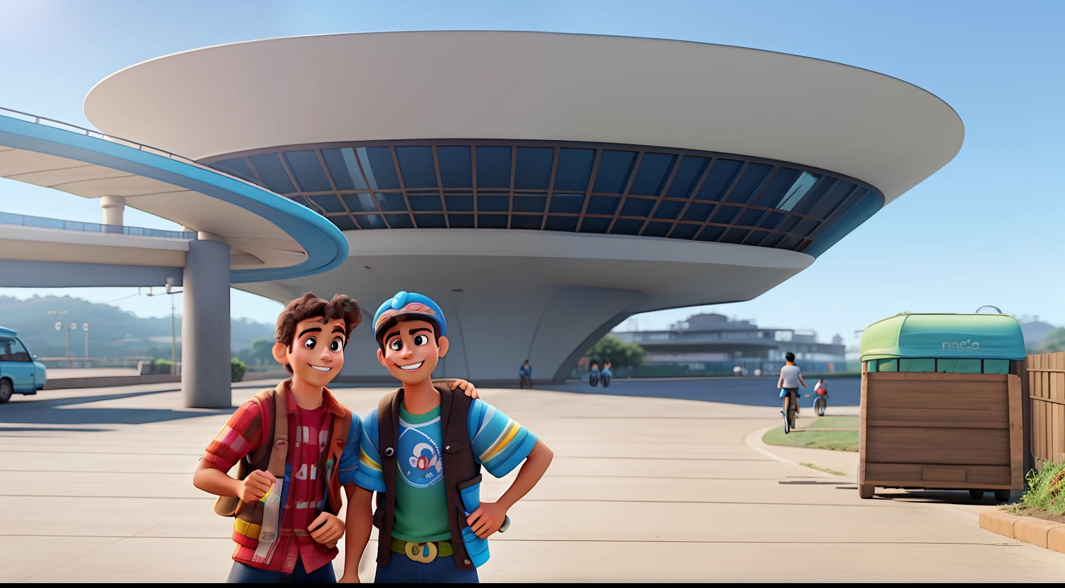 Amigos ciclistas, estilo disney pixar, alta qualidade, melhor qualidade