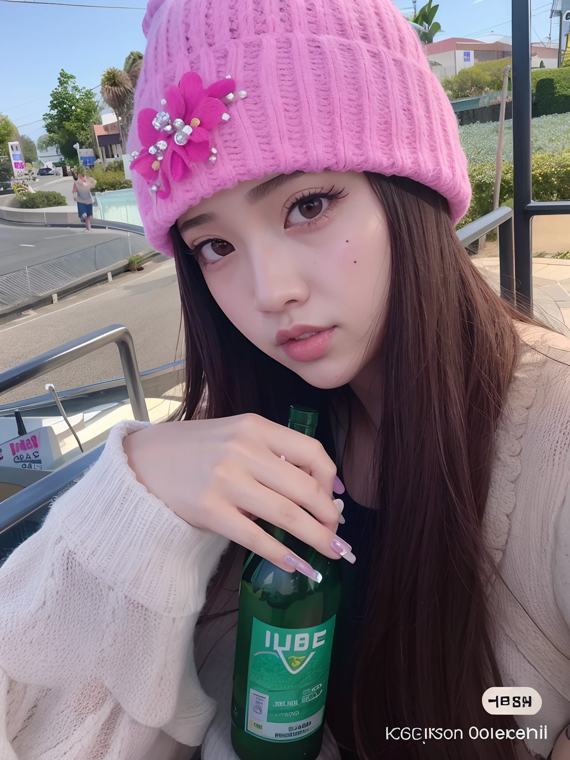 Chica con un sombrero rosa y una botella de cerveza, ulzzang, Jossi de Blackpink, Retrato de Jossi de Blackpink, Jisoo de Blackpink, Sakimichan, Parque Roseanne de Blackpink, Lalisa Manoban de Blackpink, tzuyu de dos veces, Jisoo de Blackpink, Chica coreana, Chica joven y linda, Retrato Jisoo Blackpink