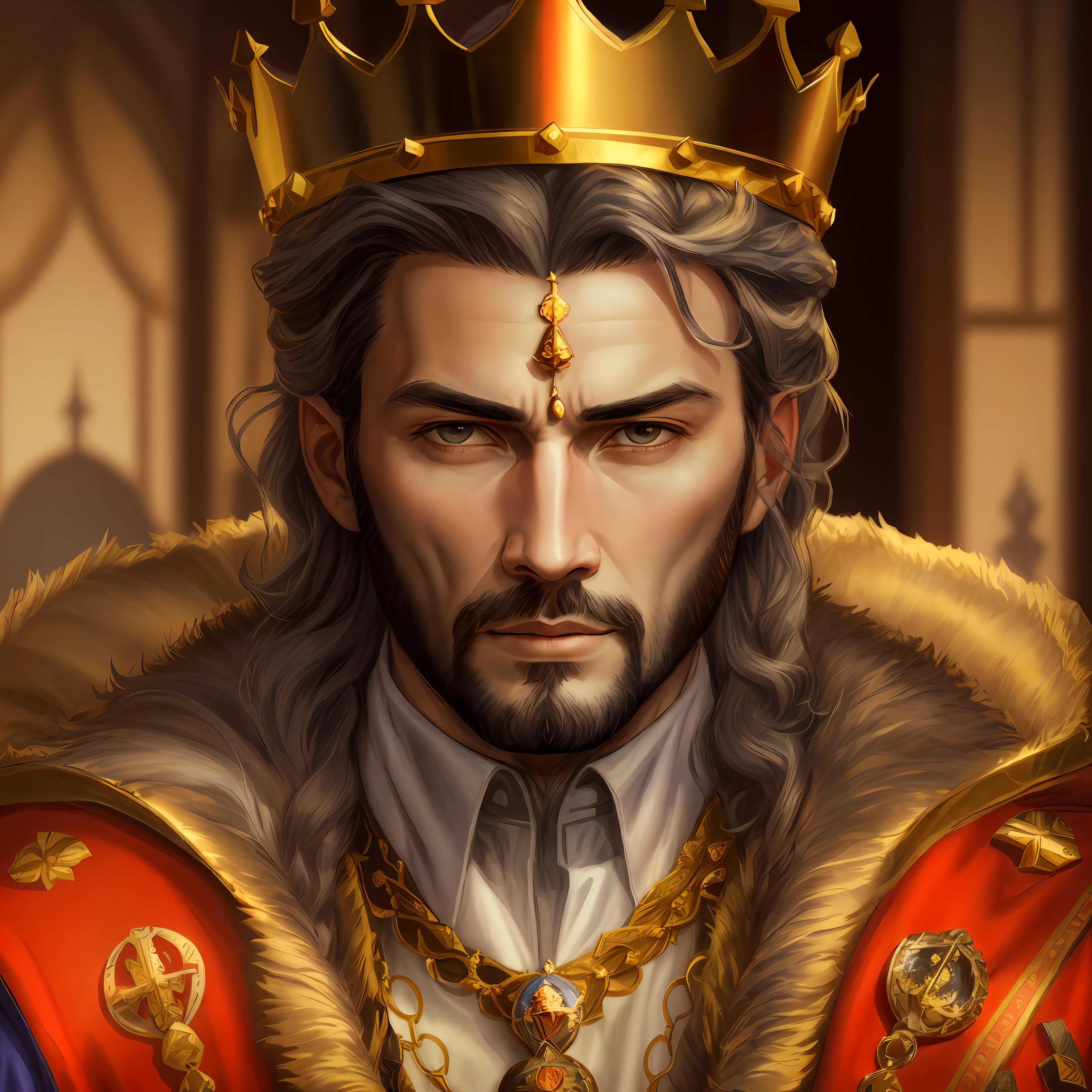 arafed man with a crown and a beard wearing a gold crown, medieval old king, portrait of medieval old king, portrait of a king, portrait of a medieval old king, man with a crown, royal emperor, richard iv the roman king photo, majesty in noble clothes, king, great king of stovokor, renaissance prince, wearing kings crown