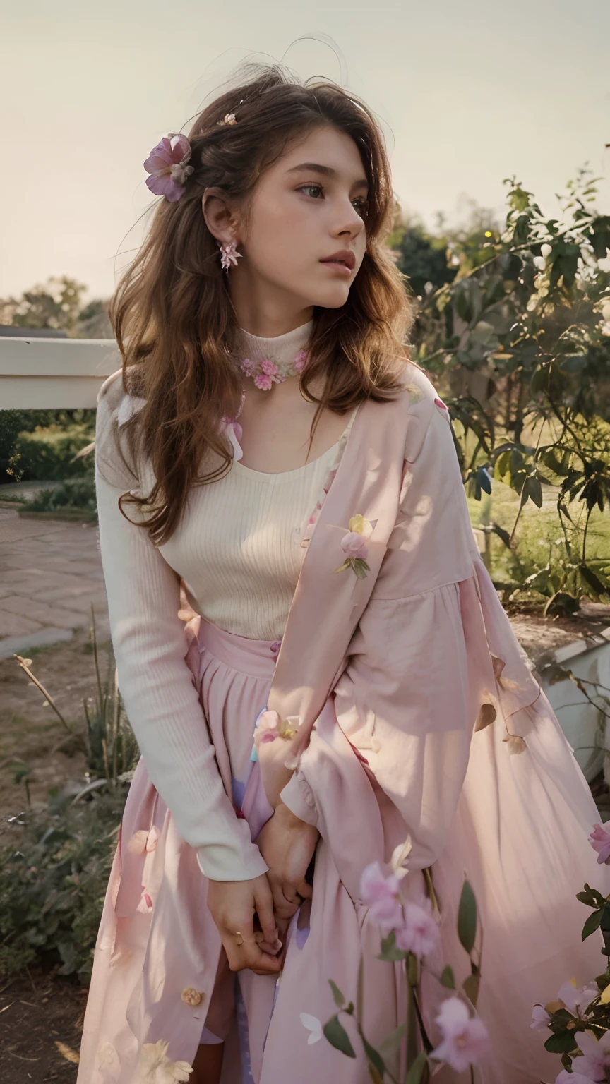 tiktok photo of 19 years old woman, closeup, RAW, masterpiece, realistic, hyper realistic, muted color, film grain,
looking at viewer, polo's pastel perfection looking 80s casual soft collars, fascinating, blurry background, garden, high contrast, dark background,
wearing Magenta dress flower,