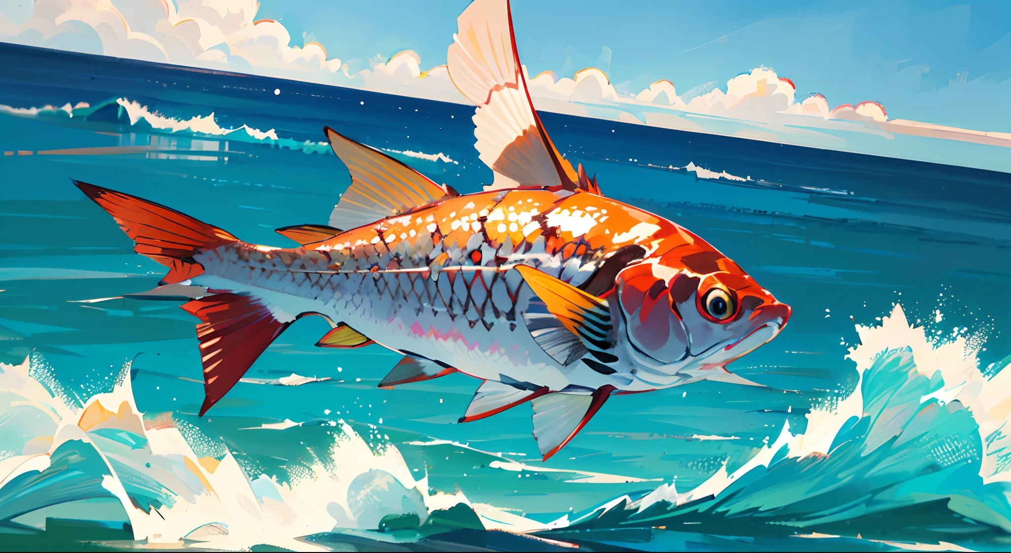 Offshore fishing big game jumping out of water