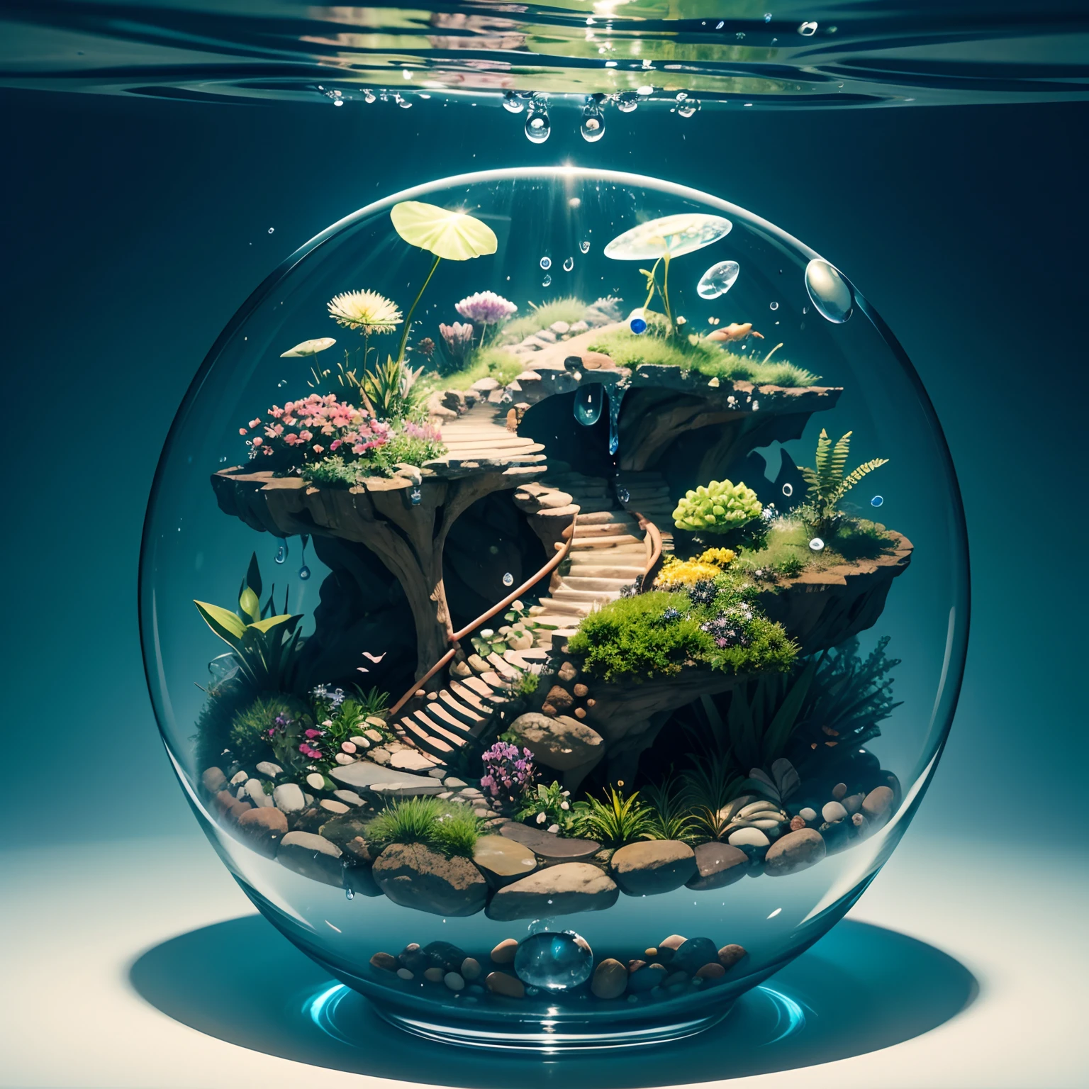A complete ecosystem inside a water drop