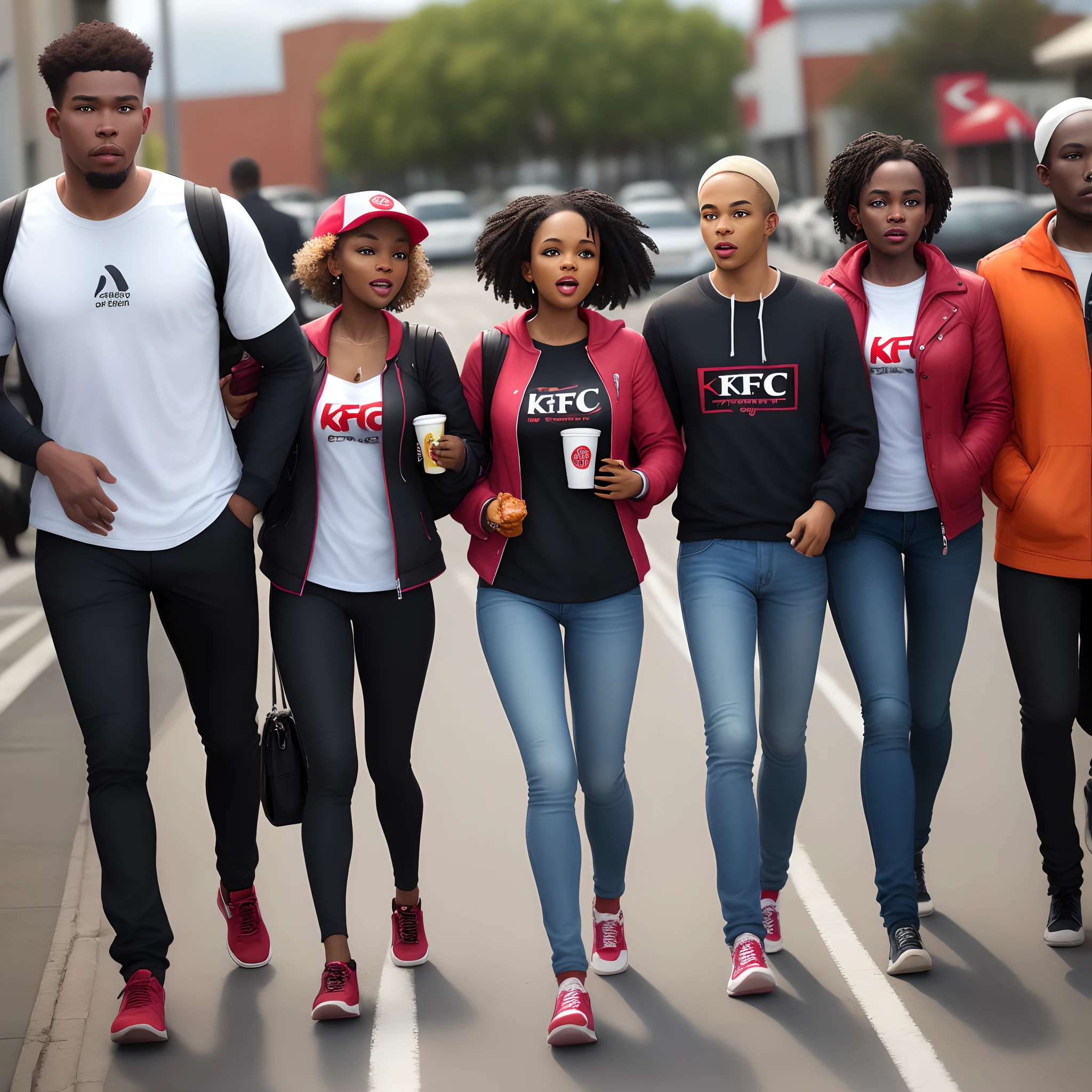 Black people walking to kfc
