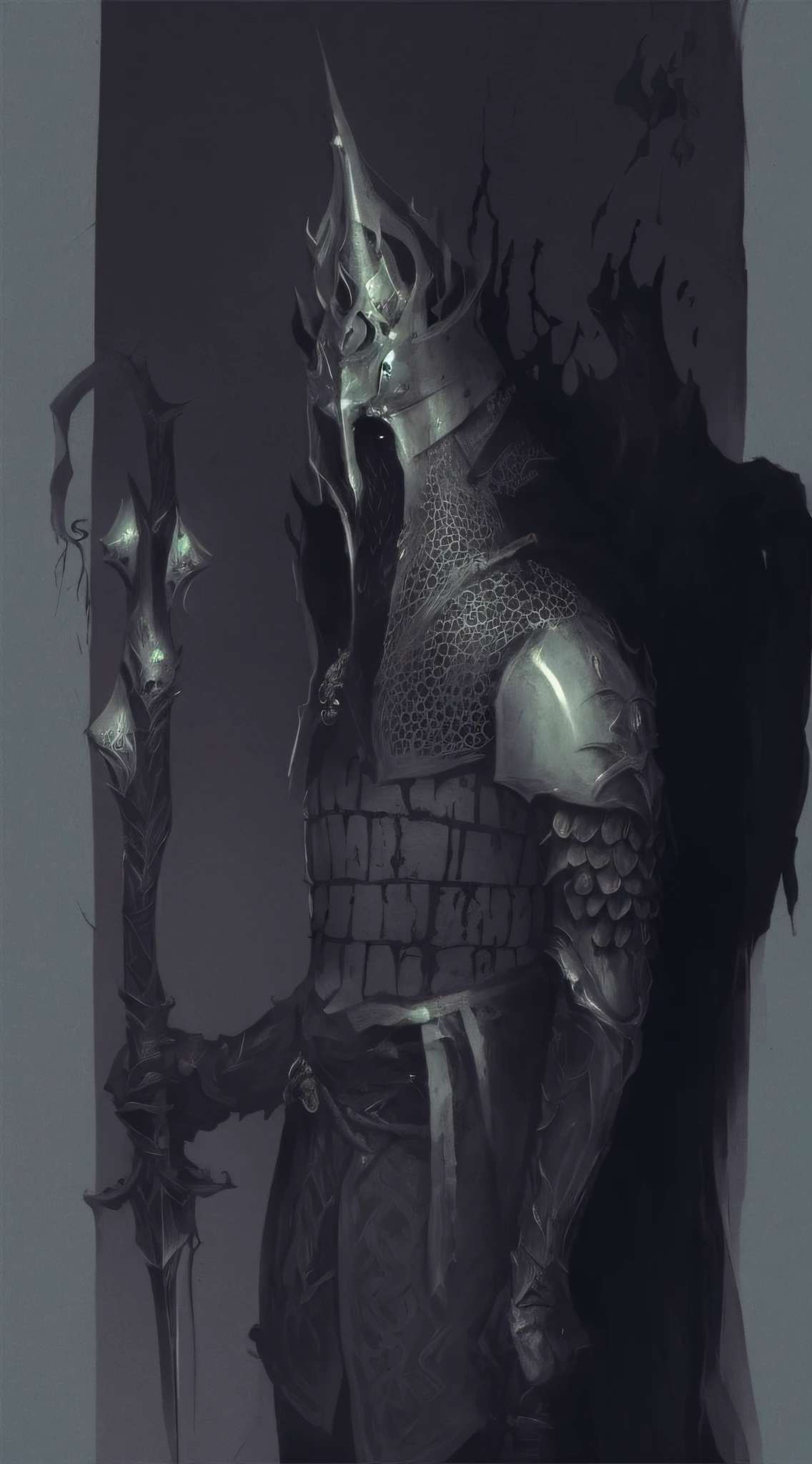 a close up of a drawing of a man in armor holding a sword, dark fantasy character design, dark soul concept, dark concept art, dark fantasy concept art, evil knight, fantasy character concept, dark cloaked necromancer, scary knight, undead knight, dark soul armor concept, illustration concept art, dark souls concept art, dark soul concept art