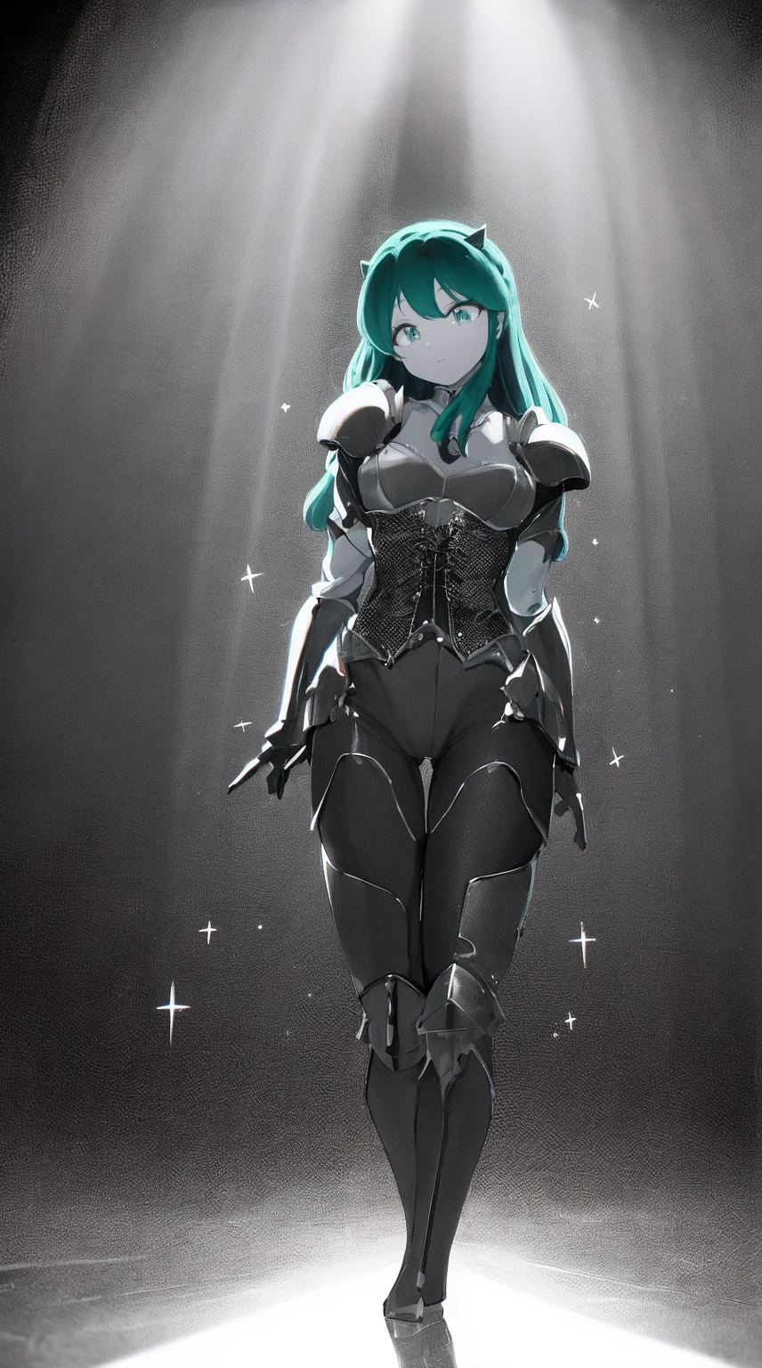 masterpiece, best quality,medieval armor, corset, breastplate,lum, , urusei yatsura,pulllover,Romanticism, Gothic art, anime, Renaissance, Conceptual art, chiaroscuro, depth of field, cinematic lighting, motion blur, chromatic aberration, sparkle, glowing light, god rays, ray tracing, reflection light, backlighting, blending, bloom, chromatic aberration abuse, dithering, drop shadow, film grain, Fujicolor, halftone, image fill, motion lines, multiple monochrome, optical illusion, anaglyph, stereogram, scanlines, silhouette, speed lines, vignetting, UHD, retina, masterpiece, ccurate, anatomically correct, textured skin, super detail, high details, high quality, award winning, best quality, highres, 1080P, HD, 4K, full body, standing,