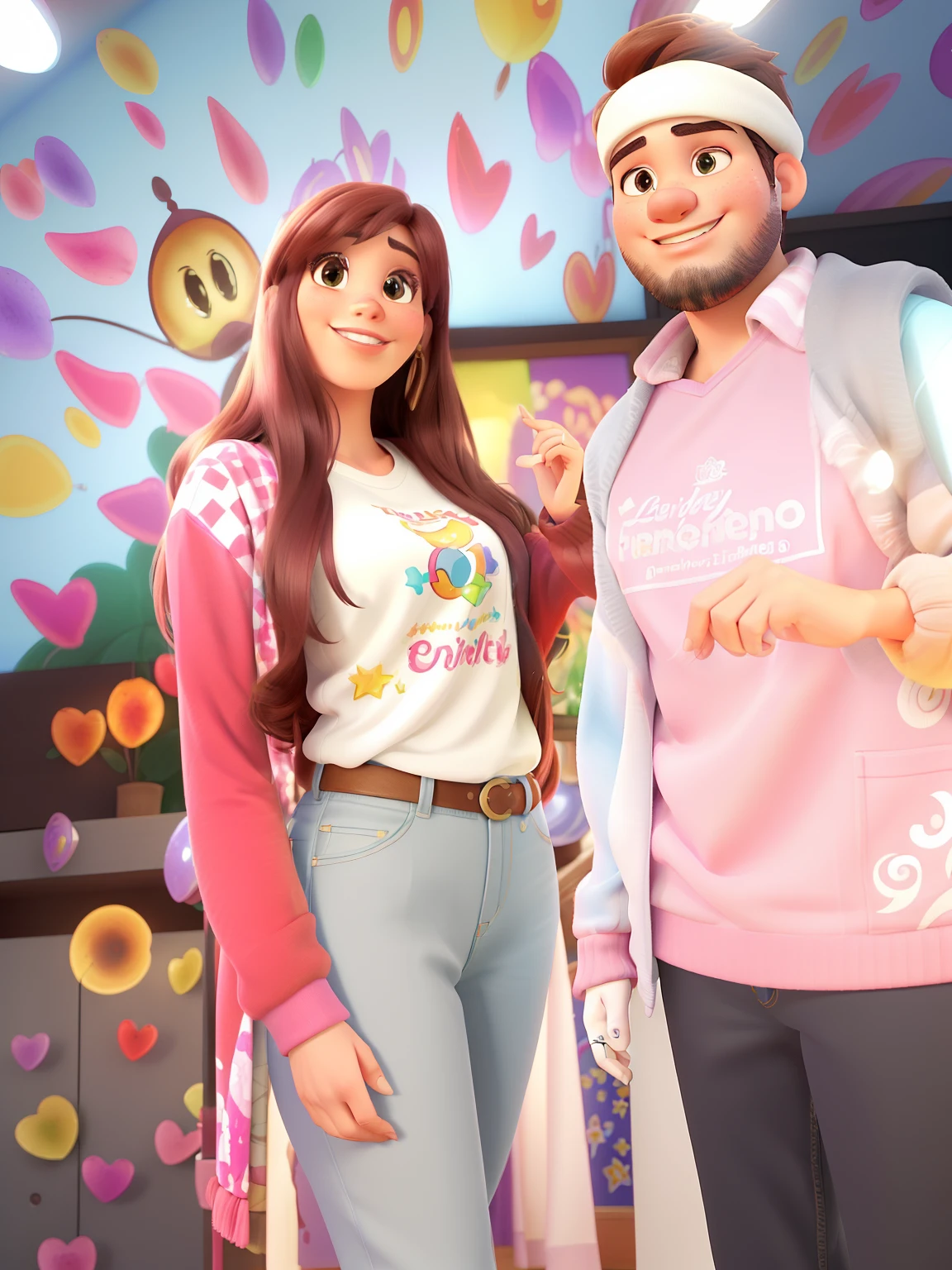 (best quality,Altas),(Realistic,fotorrealista:1.37),(vivid colors),(HDR),(Physically-based rendering),(Disney ao estilo pixar),(fami),(alta qualidade),(melhor qualidade),(Retratos),(personagens bonitos),(fundo colorido),(magical ambiance),(playful expressions),(Beautiful animation),(Olhos e rostos expressivos),(personalidades encantadoras),(detalhes extravagantes),(dinamic poses),(alegria e riso),(warm lighting),(Professional production),(Happy and memorable moments)
