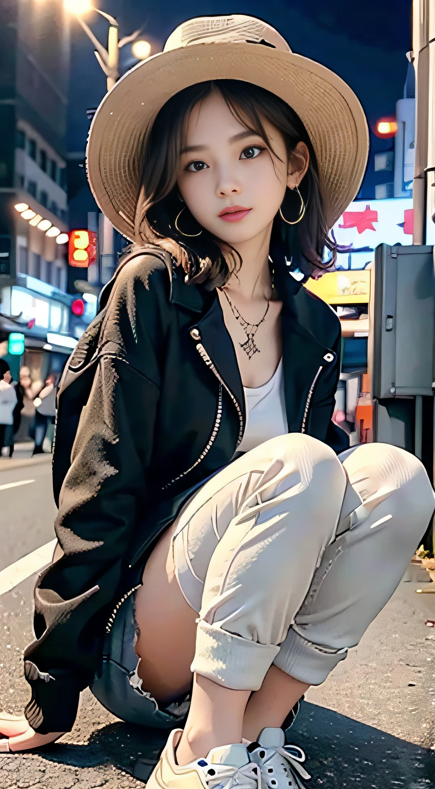 (((32K,very high res, high detailing, highly accurate,Masterpiece Girl 1：1.5))),Raw photo & realistic atmosphere,beautiful dark blue eyes,Detailed mouth,Glossy lips,Detailed eyebrows,Soft white skin that shines with every detail,,Eyes drawn in detail、Very beautiful eyes with azure eyes,Detailed lips、Very beautiful face,Very well-formed face、Lifelike face,shiny beautiful lips,Beautiful eyebrows,Infinite reality,Best design,（Insanely cute Japan -yeld hischool girl,,Beautifully shaped breasts,Very cute beautiful girl,Little Gilthy body,Outstanding style：1.5）,Best Natural Makeup,Japanese ido,Korean Idols,Young sensual idol,Moist eyes,Dark Beautiful Deep Eyes,Beautiful butt,beauty legs,,camel's foot,：1.3),超A high resolution、,Natural and realistic face,Back lighting,Pure eyes are too cute,(((photorealisim,Photograph the whole body))),,Reality Live Action,（Fashionable earrings,,a necklace,A bracelet,gyuru,Glossy nail art,Women's Teens Street Winter Casual Fashion,Down coat,Black pants,white shoe,Hats,Calm and fashionable girl,light brown hair,short-hair,Ear Hair,独奏,little smiling,full body Esbian,Show full-body fashion,sitting cross-legs,Show me your white shoes, Only beauty young cute 15 year old girpetite and very cute 15-year-old girl：1.7）,Nighin uya