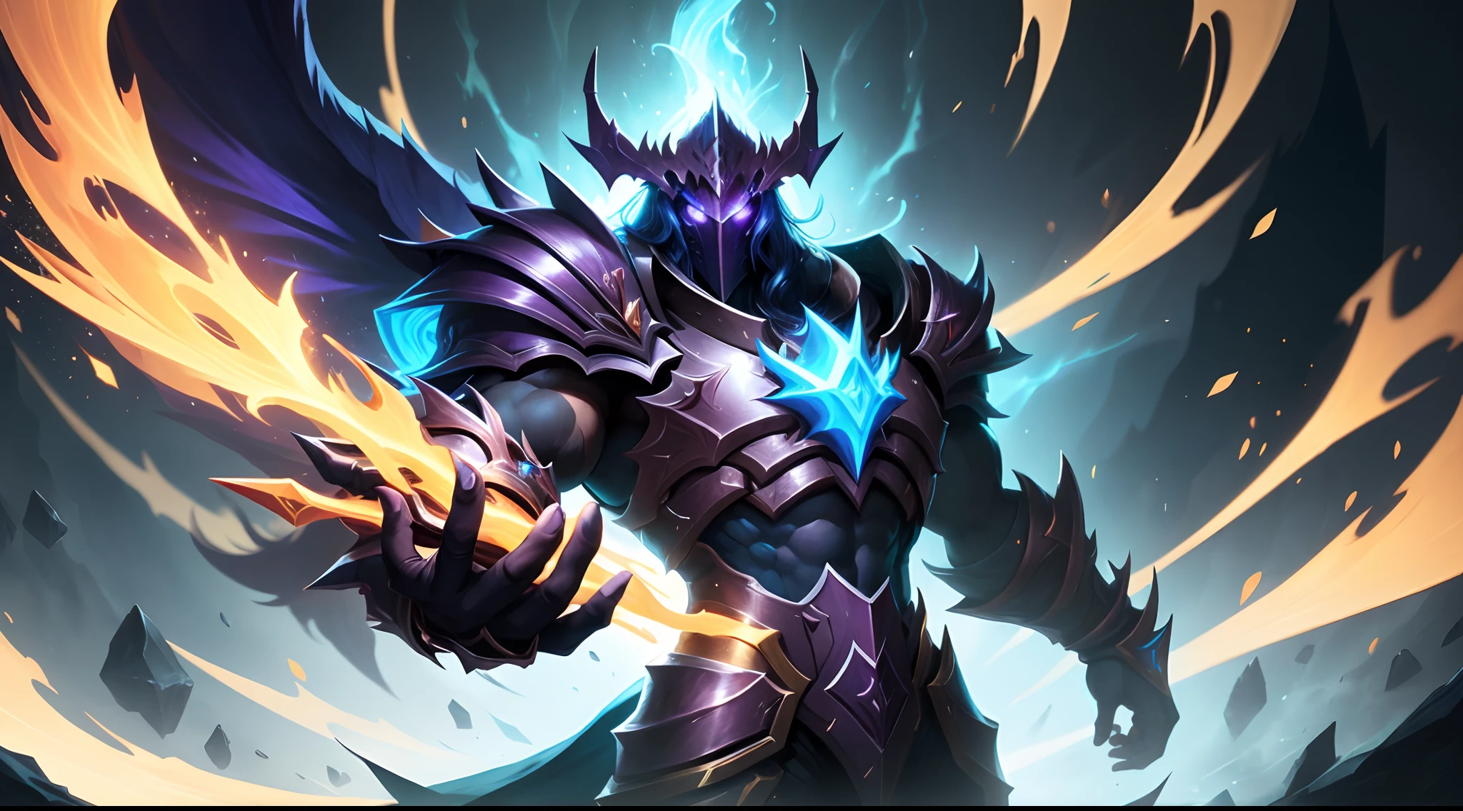 Conceito de skin para Mordekaiser (Lol) na linha de skins Florescer Espiritual