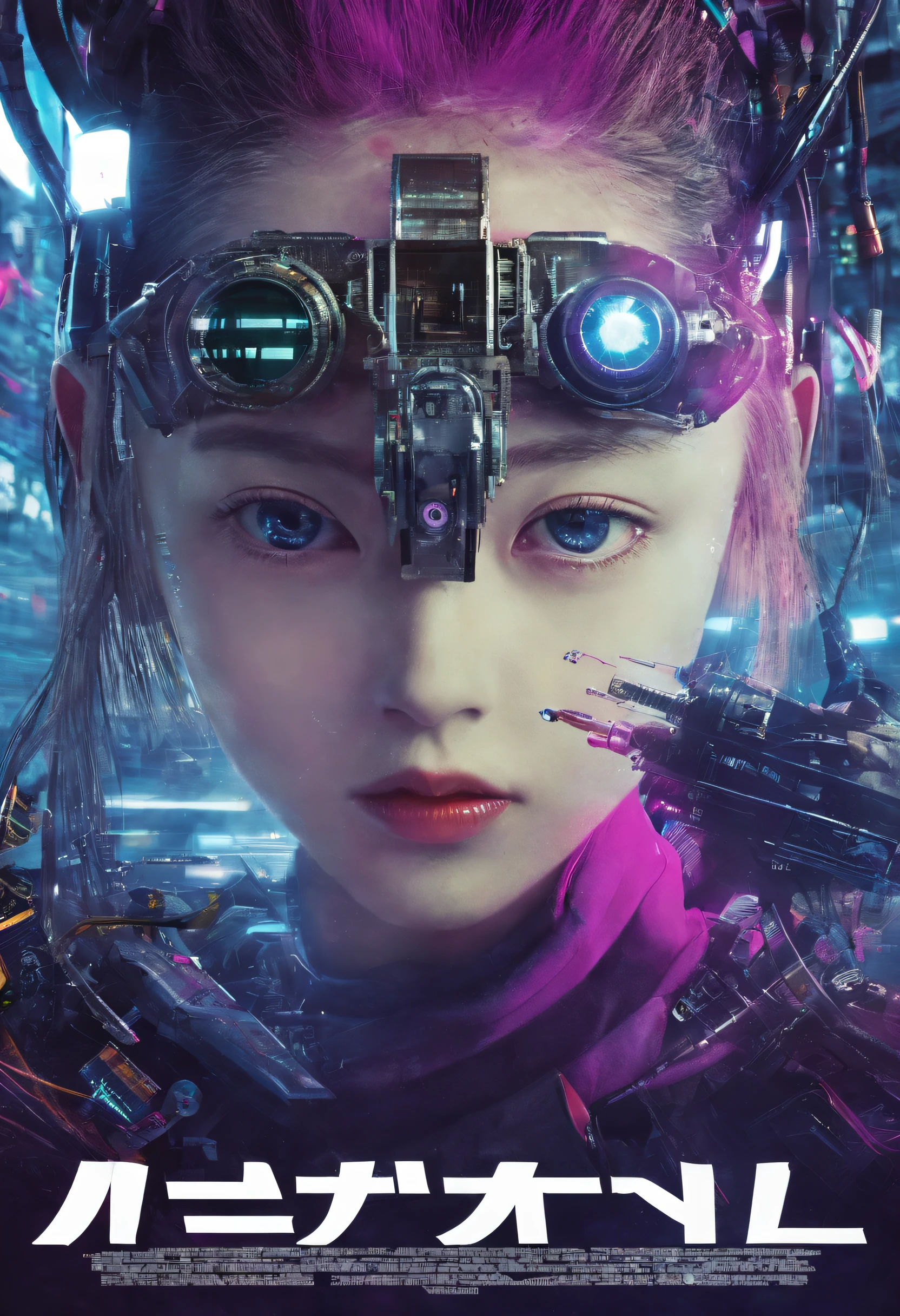 《Mechanical girl》filmposter,Dream,cyber punk perssonage,sci-fy,Huge eye-catching text