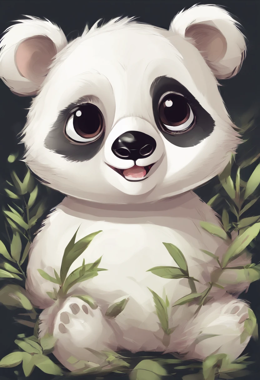 A cute panda,has big eyes，blusher，Sloth，greet，detail-rich, white backgrounid