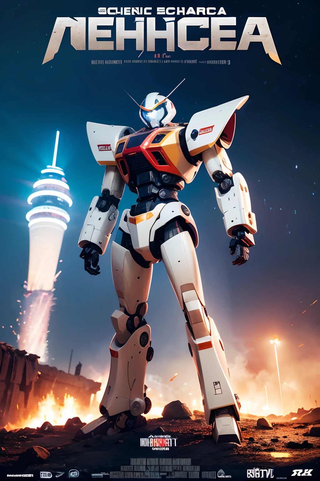 Close-up of sci-fi mecha(((Modern fashion movie poster))),(poster for),((charact)),Cool sci-fi movie art style,tmasterpiece,super-fine,Ultra photo realsisim,Hyper-realistic,best qualtiy,8K,Ultra-clear,A high resolution