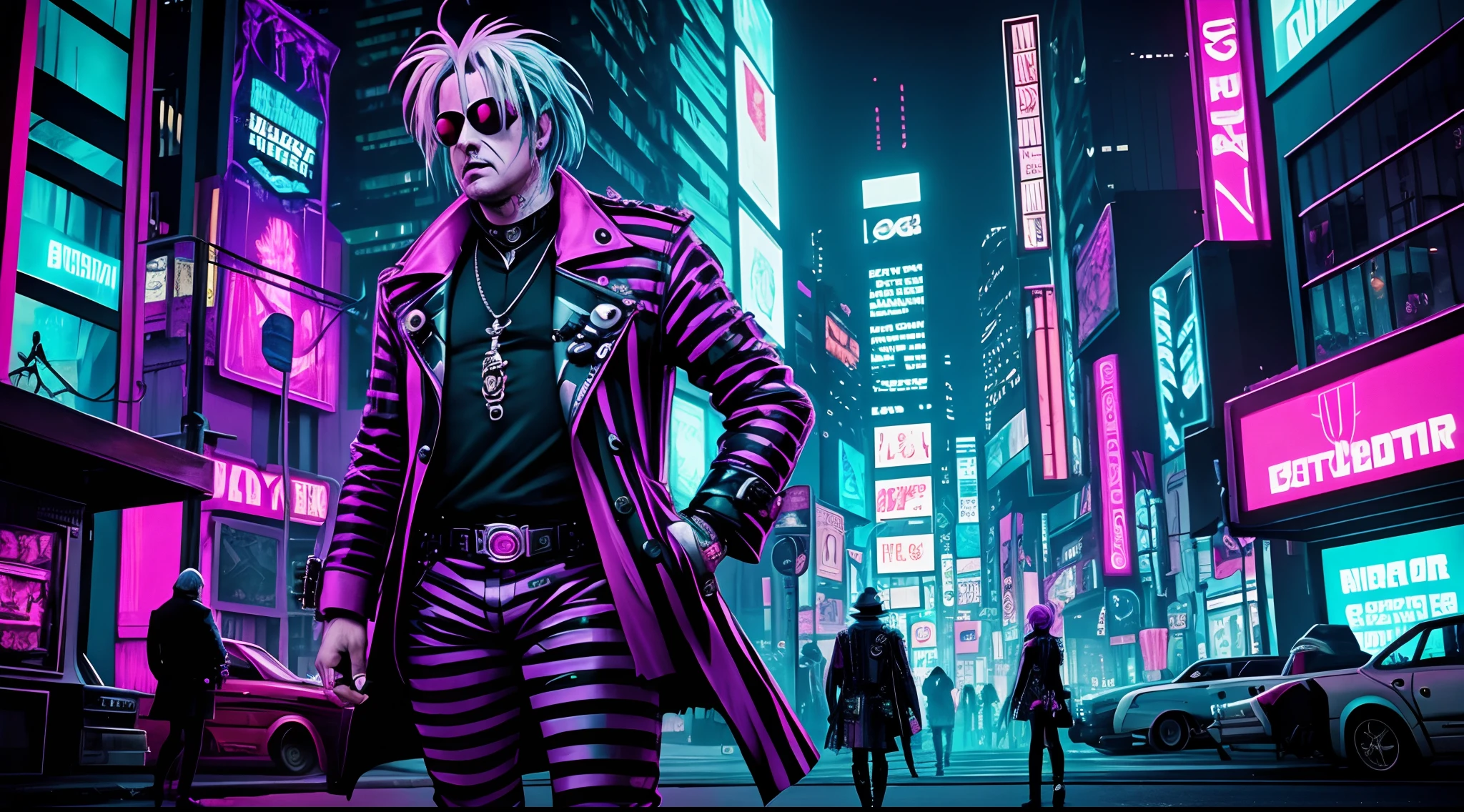 beetlejuice in a cyberpunk style