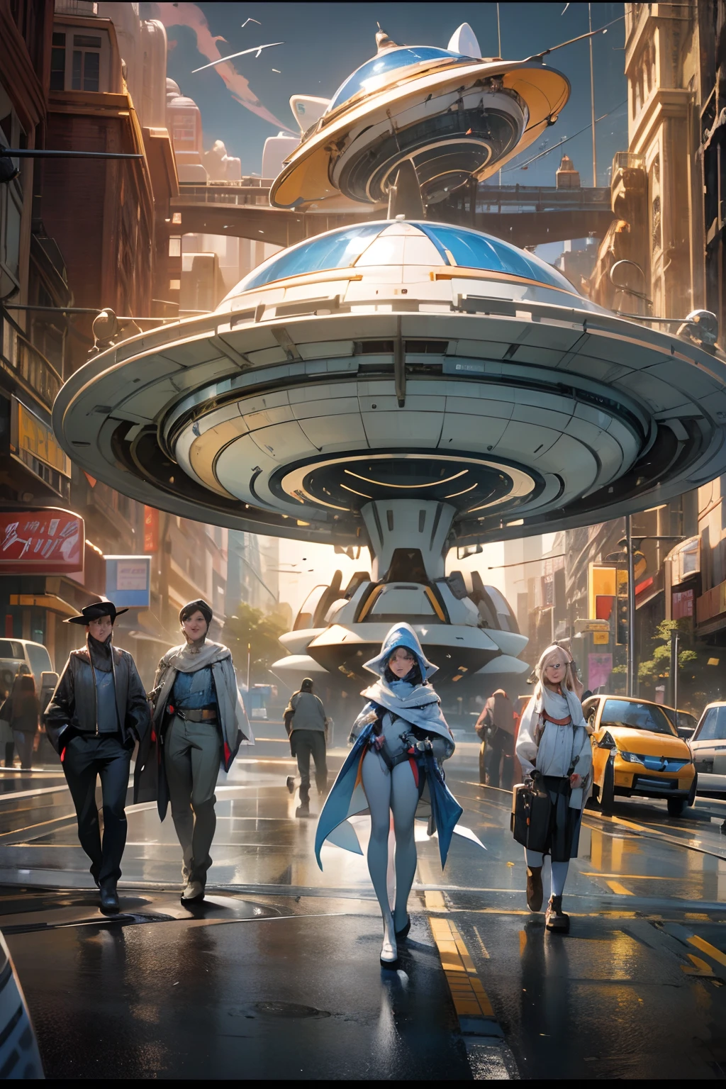 Science fiction movie flying saucer(((Modern fashion movie poster))),(poster for),((charact)),Disney animation art style,tmasterpiece,super-fine,Ultra photo realsisim,Hyper-realistic,best qualtiy,8K,Ultra-clear,A high resolution