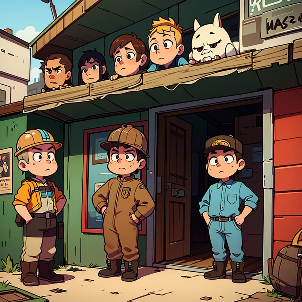 there are four men in helmets standing in a line, cyber steampunk 8 k 3 d, television screenshot, the fifth series, mugshots, anthropomorphic machine, standing in wasteland, wales, promotional shot