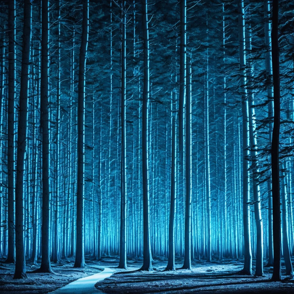 forest at night, blue tone