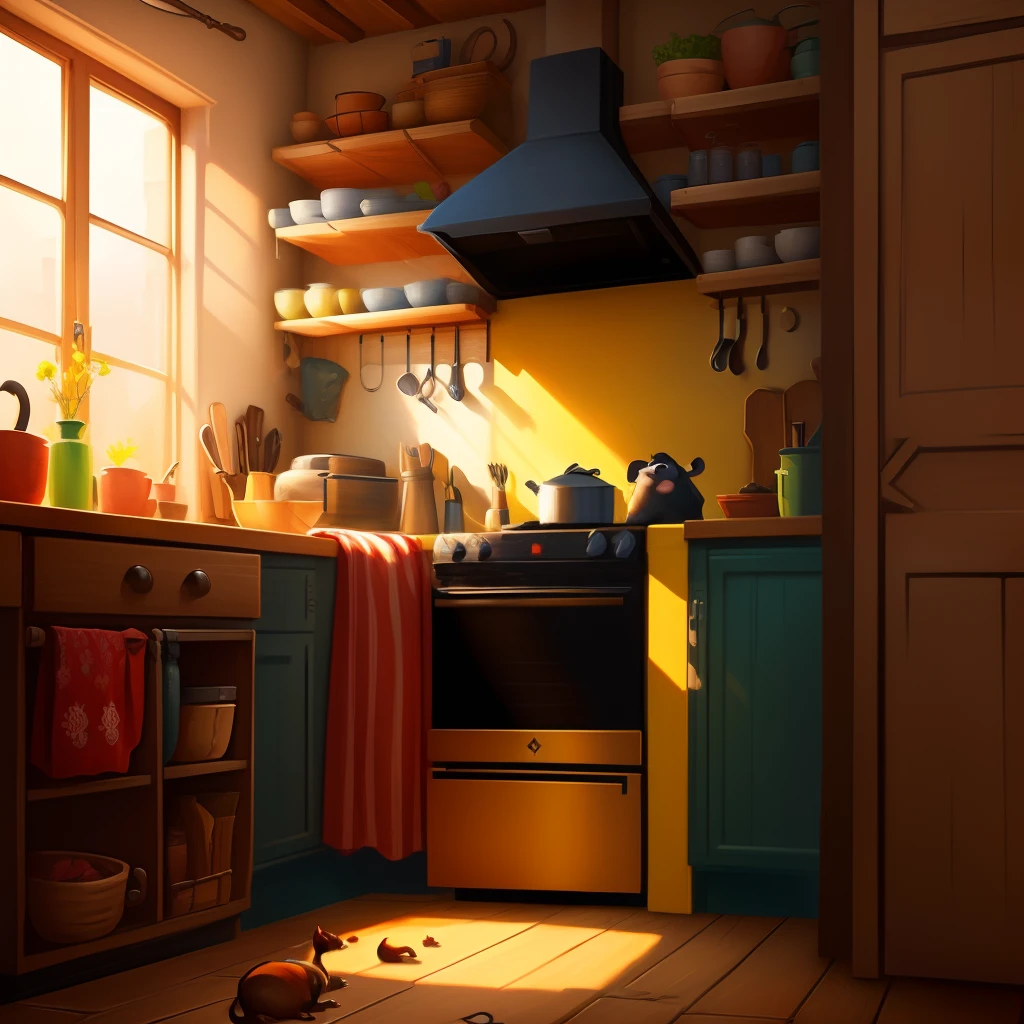 cartoony video game cover for game called rats in the kitchen