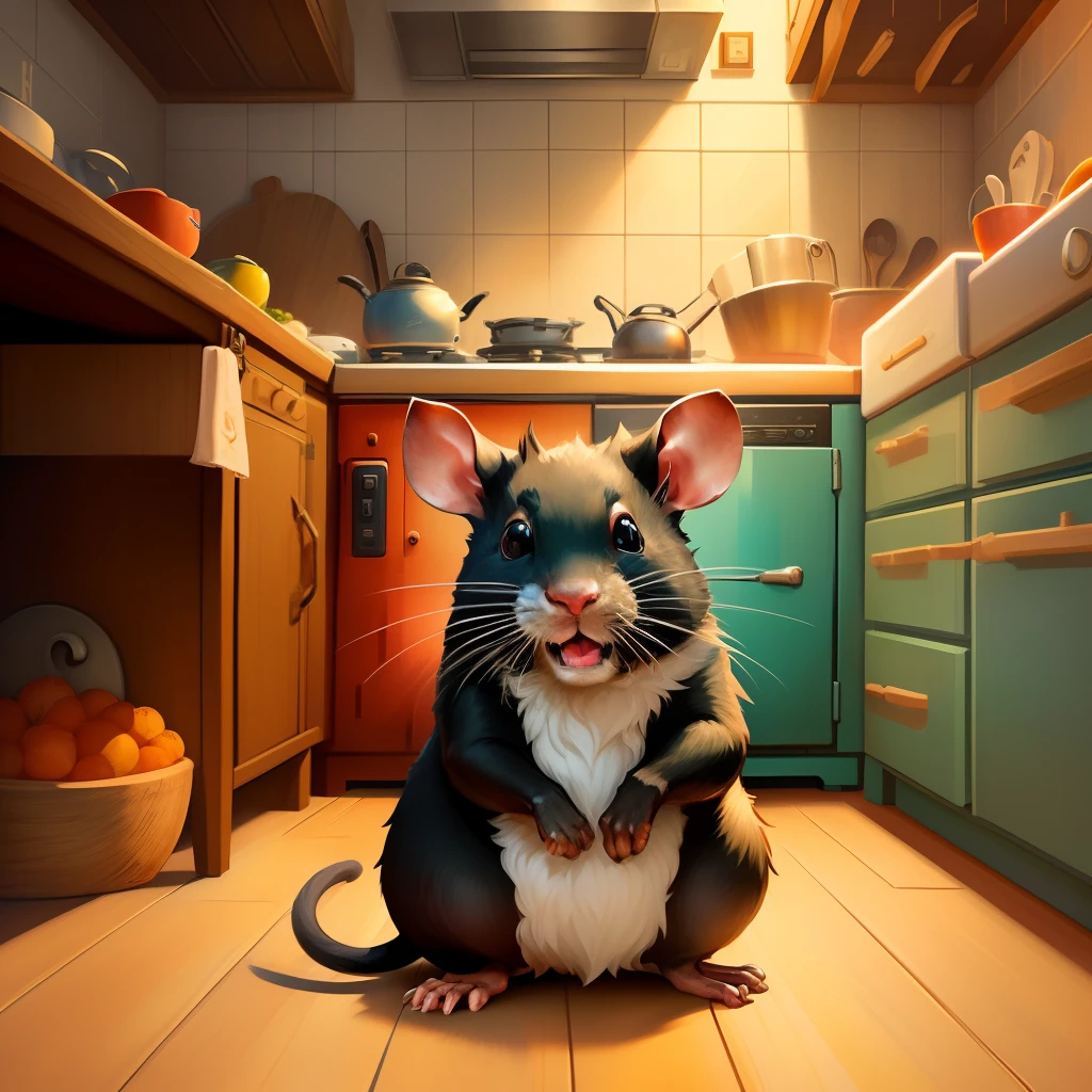cartoony video game cover for game called rats in the kitchen