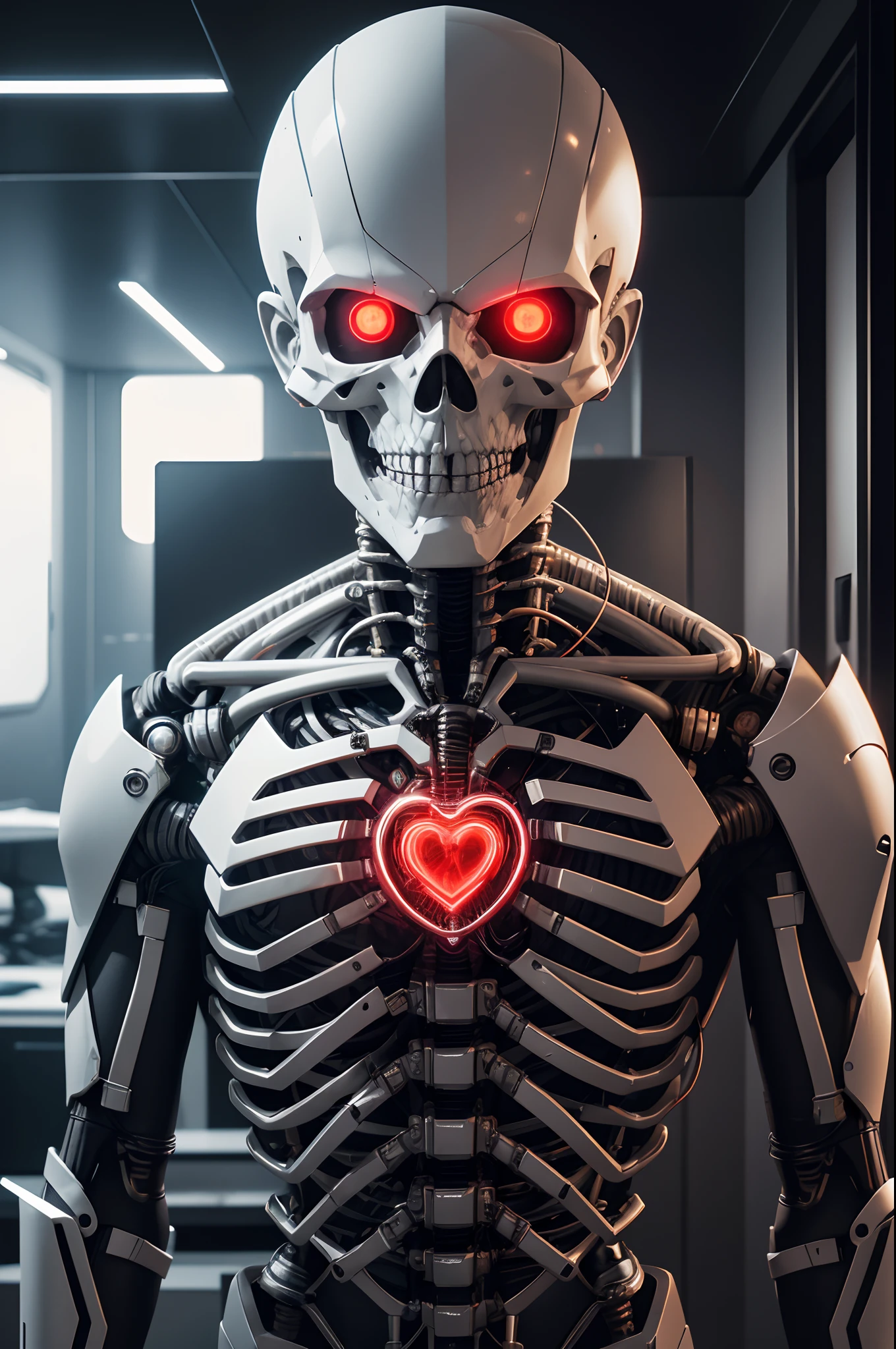 8K,The camera eye of one eye that glows red is exposed.,Young Man Head Humanoid Electronic System |Cyborg Man|Visible Detailed Brain|With a heart of visible detail|Muscle Cable Wire|bio punk|cybernetic|cyberpunked|Connected to a large number of cables,LED to issue,White marble bust|Canon M50 |100mm|foco nítido|smoother|Hyper-Realism|high-detail|Intricate details|Metal skeleton,The real face of a half young man,