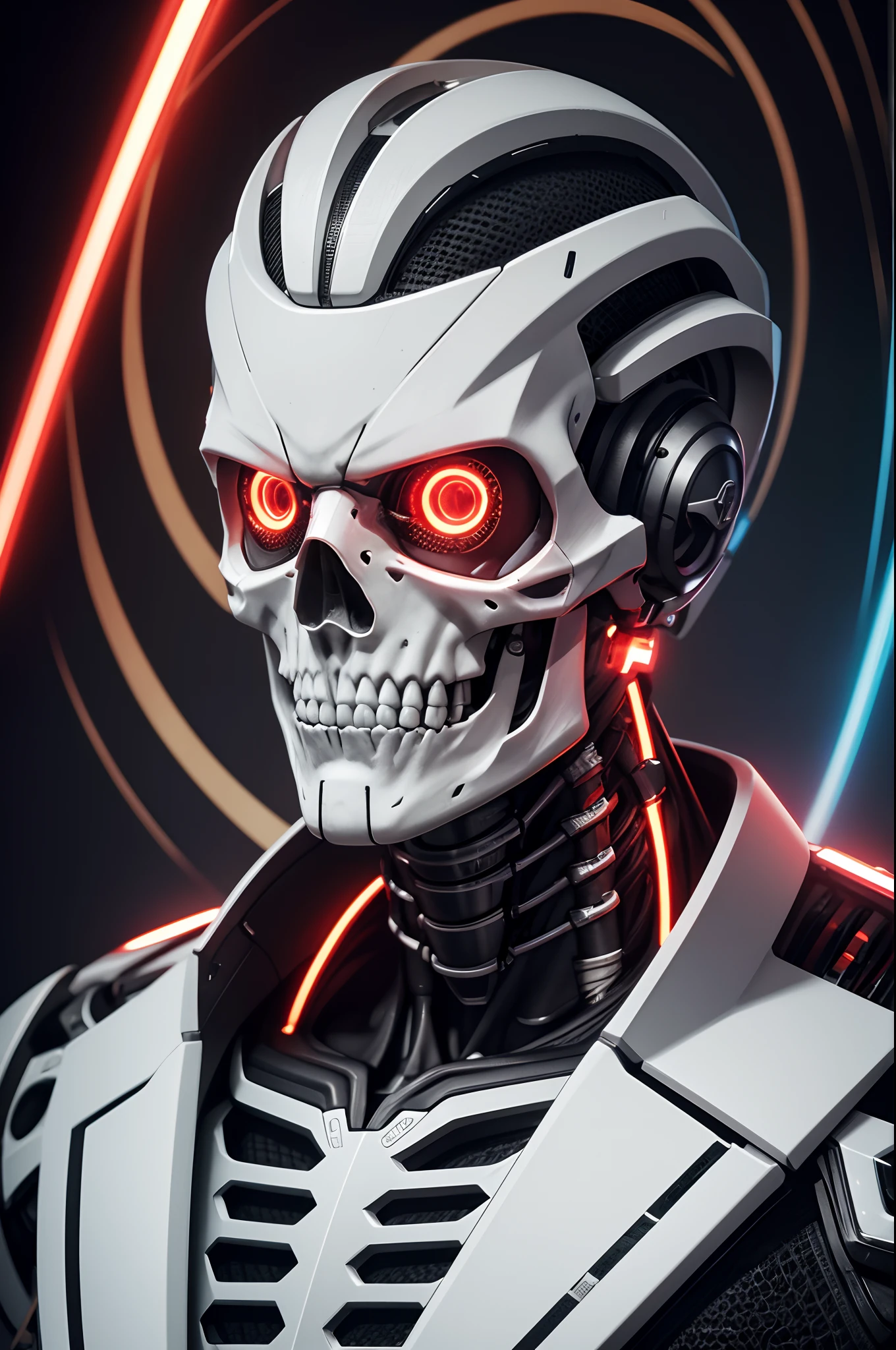 8K,The camera eye of one eye that glows red is exposed.,Young Man Head Humanoid Electronic System |Cyborg Man|Visible Detailed Brain|With a heart of visible detail|Muscle Cable Wire|bio punk|cybernetic|cyberpunked|Connected to a large number of cables,LED to issue,White marble bust|Canon M50 |100mm|foco nítido|smoother|Hyper-Realism|high-detail|Intricate details|Metal skeleton,The real face of a half young man,