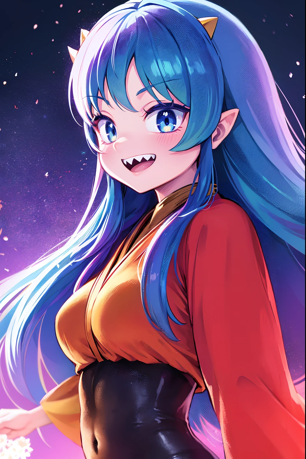 lum, superhero costume, urusei yatsura, cloak, pants, pullover, kimono, martial pov, pantyhose, sharp teeth, standing, smile, martial art,
(best quality,4k,8k,highres,masterpiece:1.2), ultra-detailed, (c:1.37), HDR, UHD, studio lighting, ultra-fine painting, sharp focus, physically-based rendering, extreme detail description, professional, vivid colors, bokeh,
portraits,landscape,horror,anime,sci-fi,photography,concept artists,
vibrant colors, soft lighting