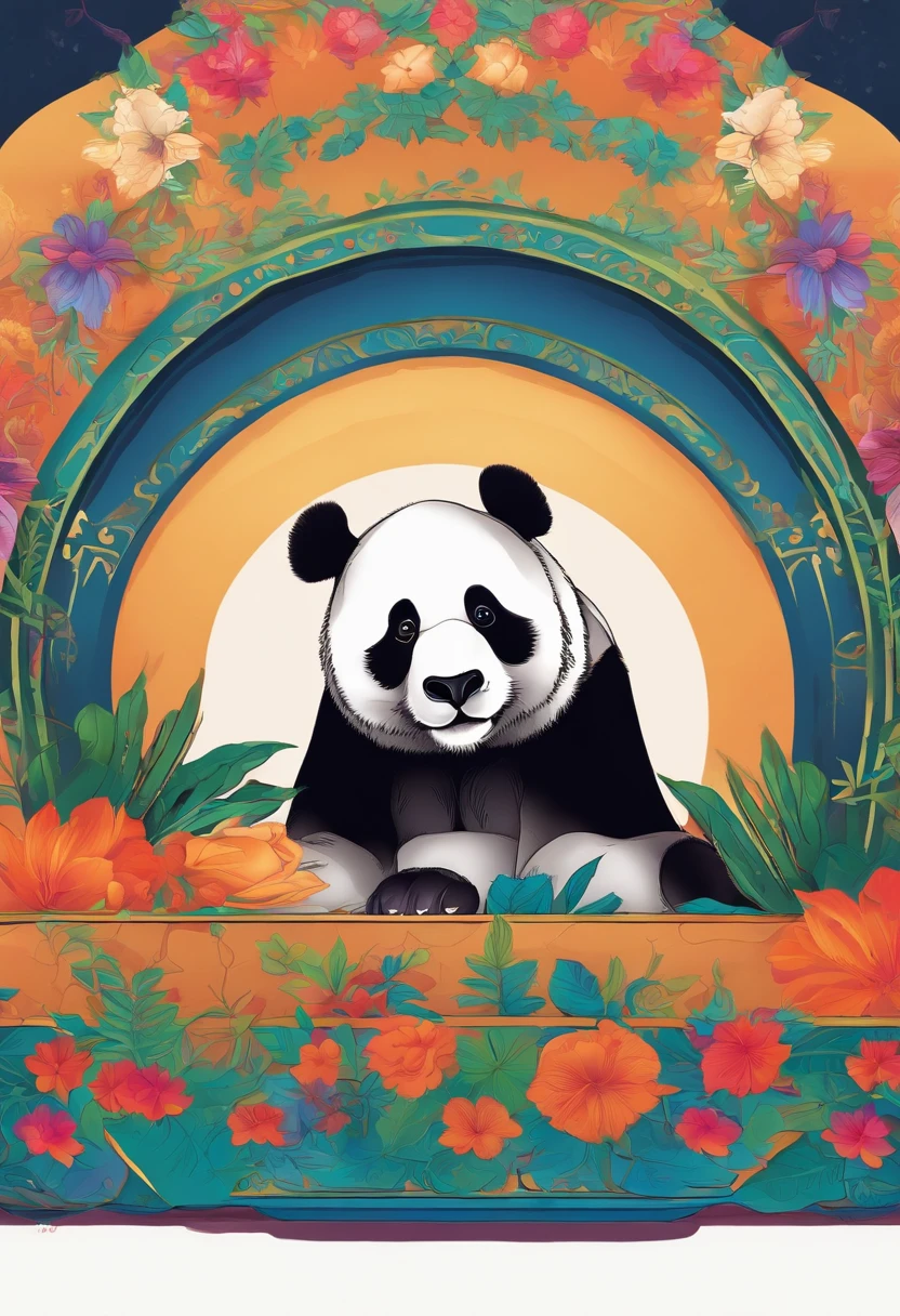 Vivid and vibrant pandas with captivating projections with colorful backgrounds