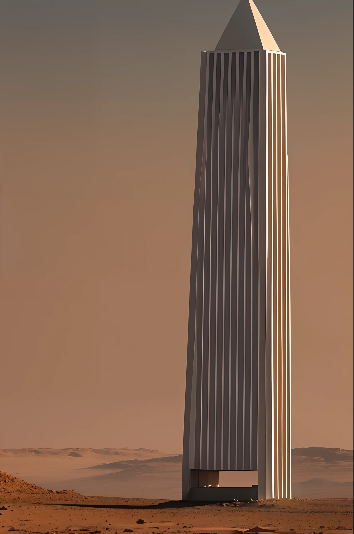 The Tower on Mars is a model of what architecture would look like in the year 2500. Technology resembles an obelisk --auto --s2