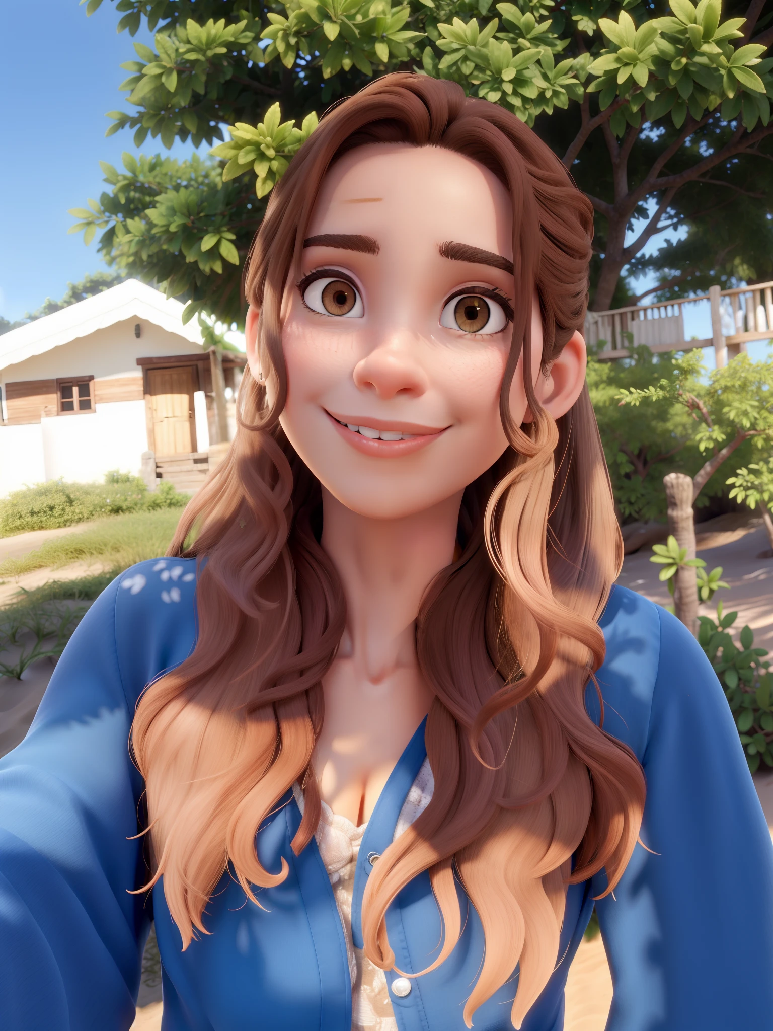 Obra-prima, de melhor qualidade, A young woman in summer clothes and brown hair, na praia