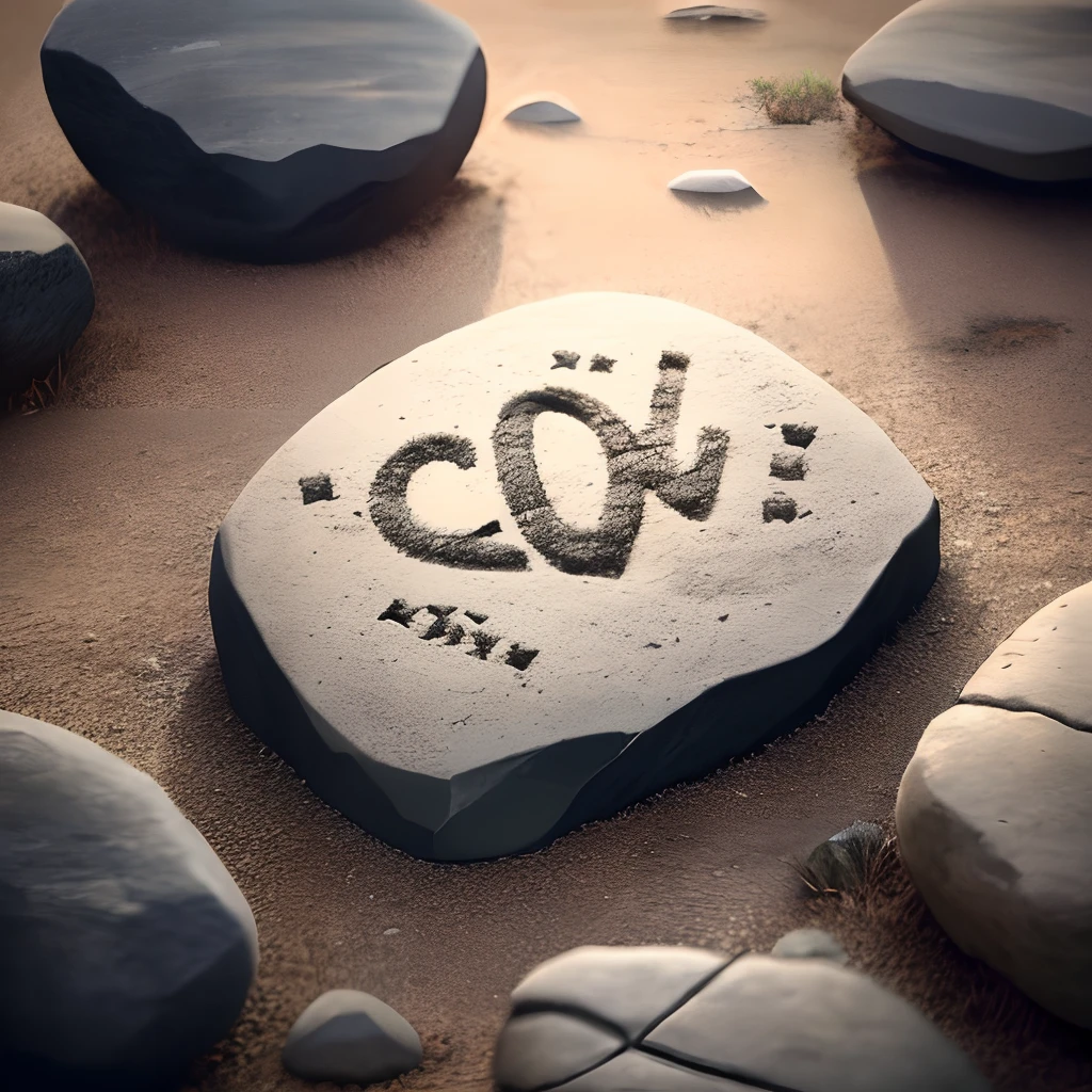 write the letters C. D et N, next to each other, etched on a rock. Letters must be clearly visible.