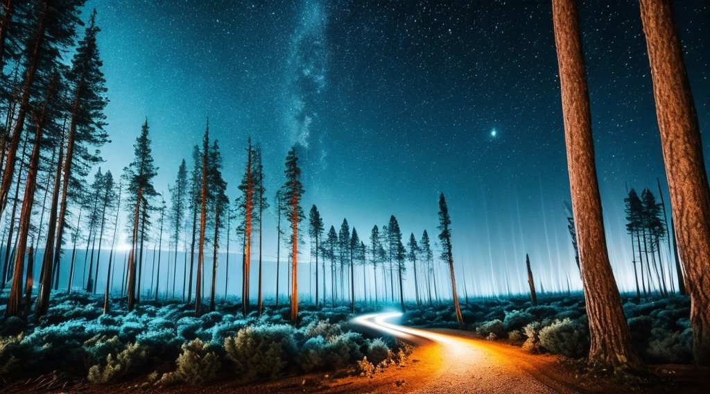forest at night, blue tone