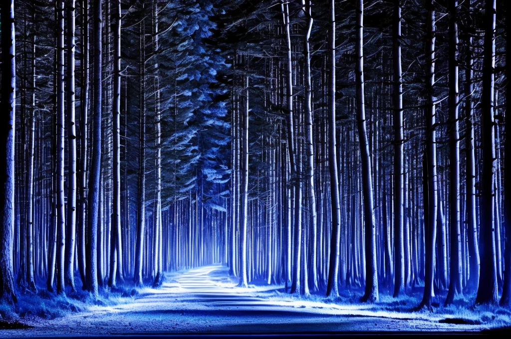 forest at night, blue tone