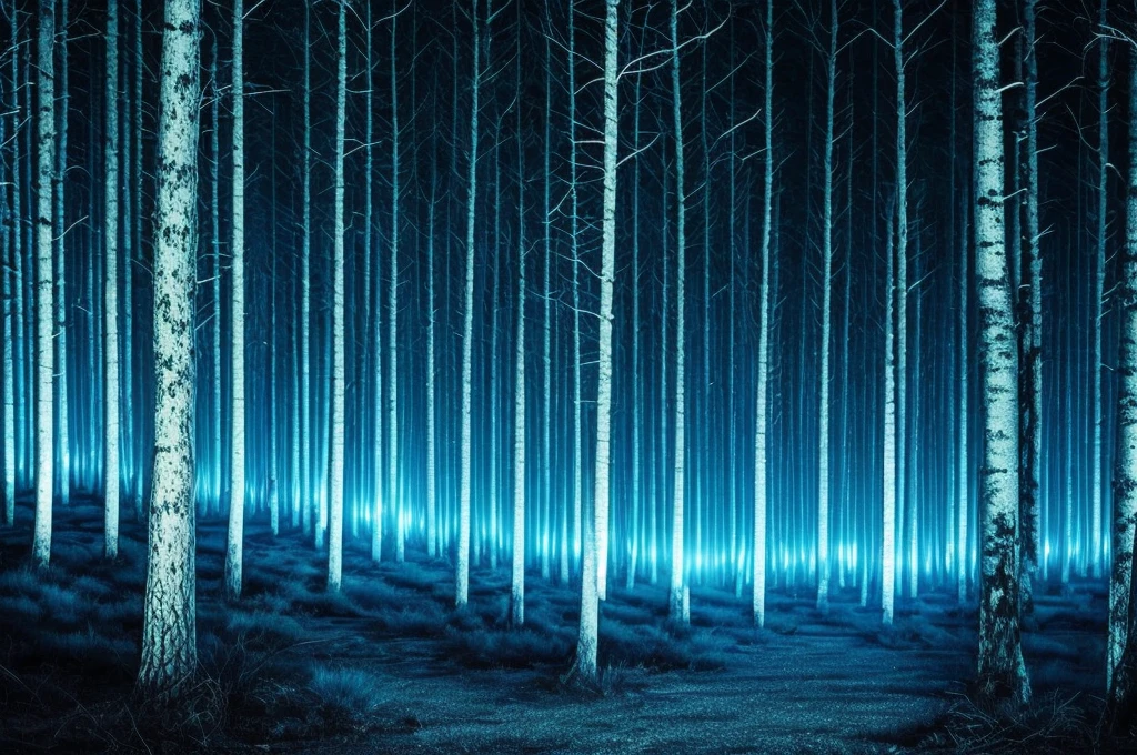 forest at night, blue tone