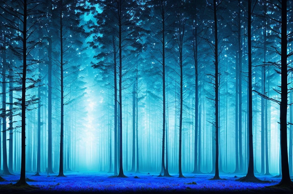 blue forest at night