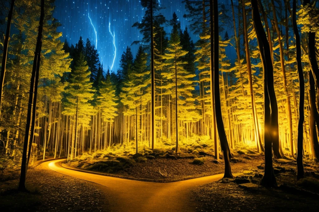 blue woods at night