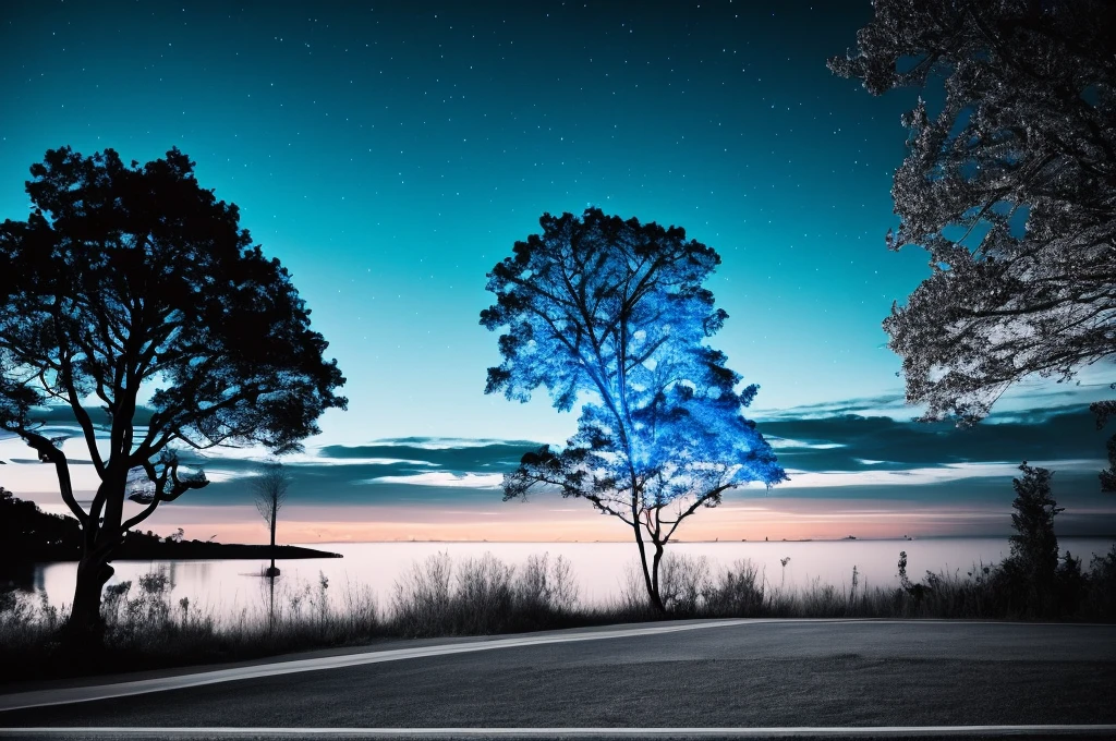 night woods, blue tone