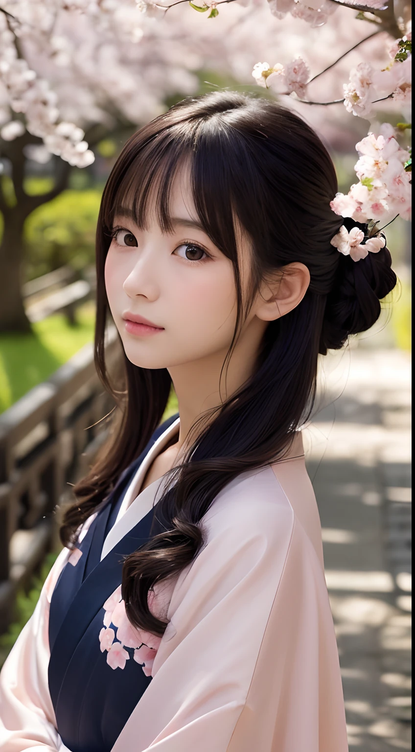 (Woman with Japan long bow:1.4)、1 girl,Black hair Bangs Long hair、braided hair、messy hair、light brown eyes、(extraordinary beauty)、(dignified expression)、(Similarly:1.4)、(big breasts:1.4)、dojo、(Photoreal)、(intricate details:1.2)、(masterpiece、:1.3)、(highest quality:1.4)、(超A high resolution:1.2)、超A high resolution、(detailed eye)、(detailed facial features)、japanese kimono、12 hitoes:1.8)