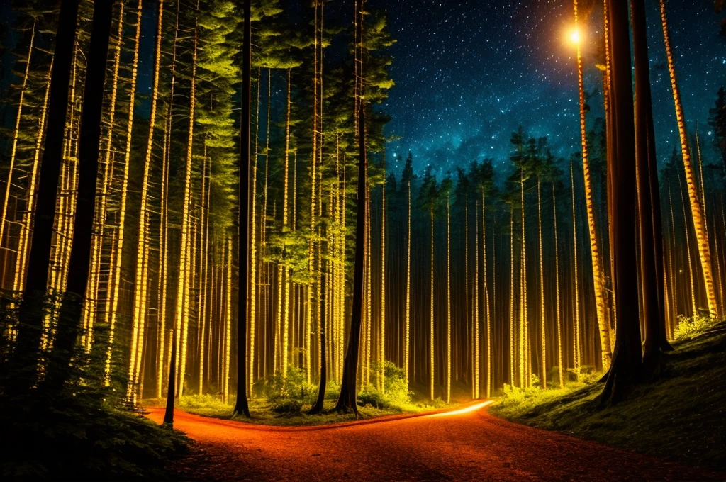 forest at night, blue tone