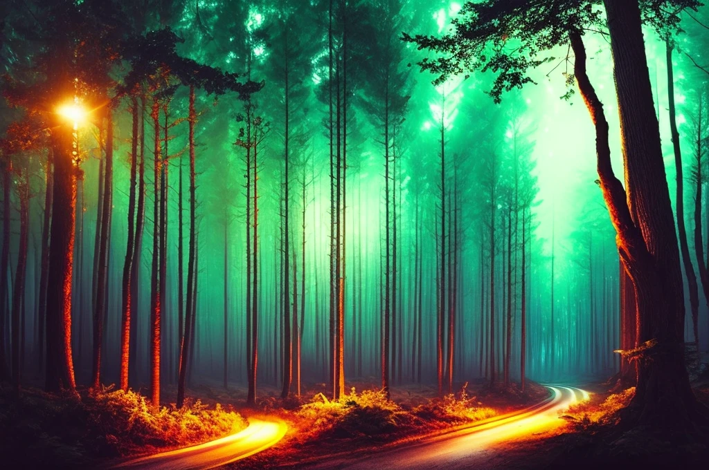 forest at night, blue tone