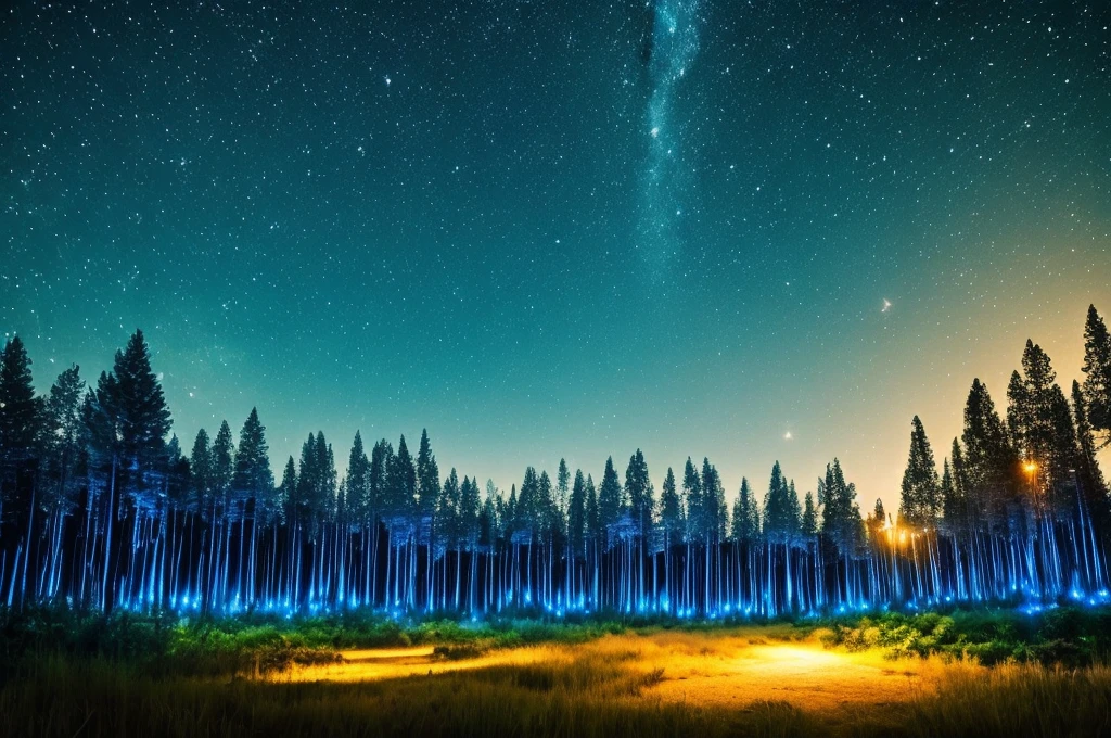 forest at night, blue tone