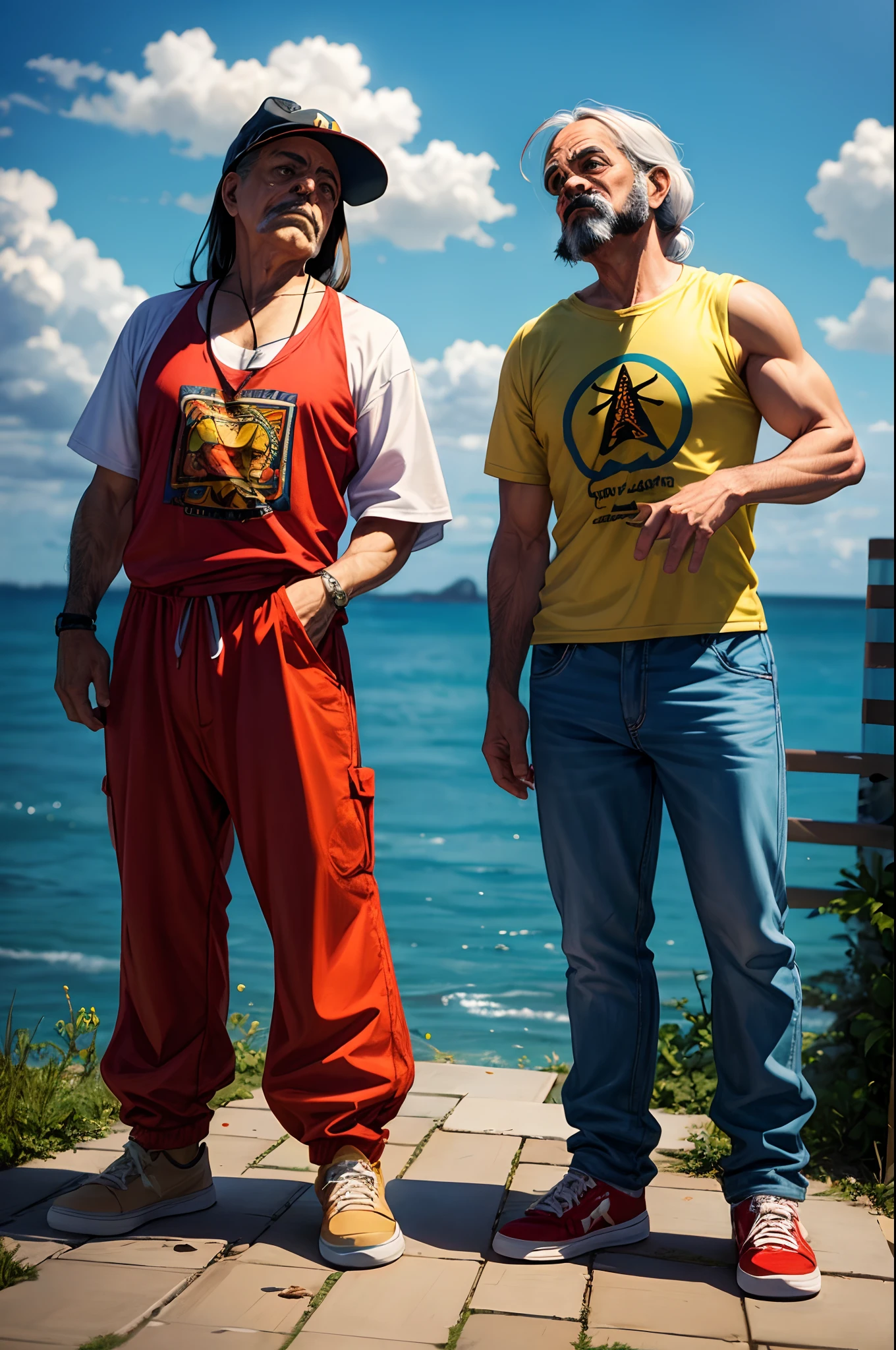 2men, Serious Expression, Cheech & Chong, Cheech Marin, Tommy Chong, contemplative.