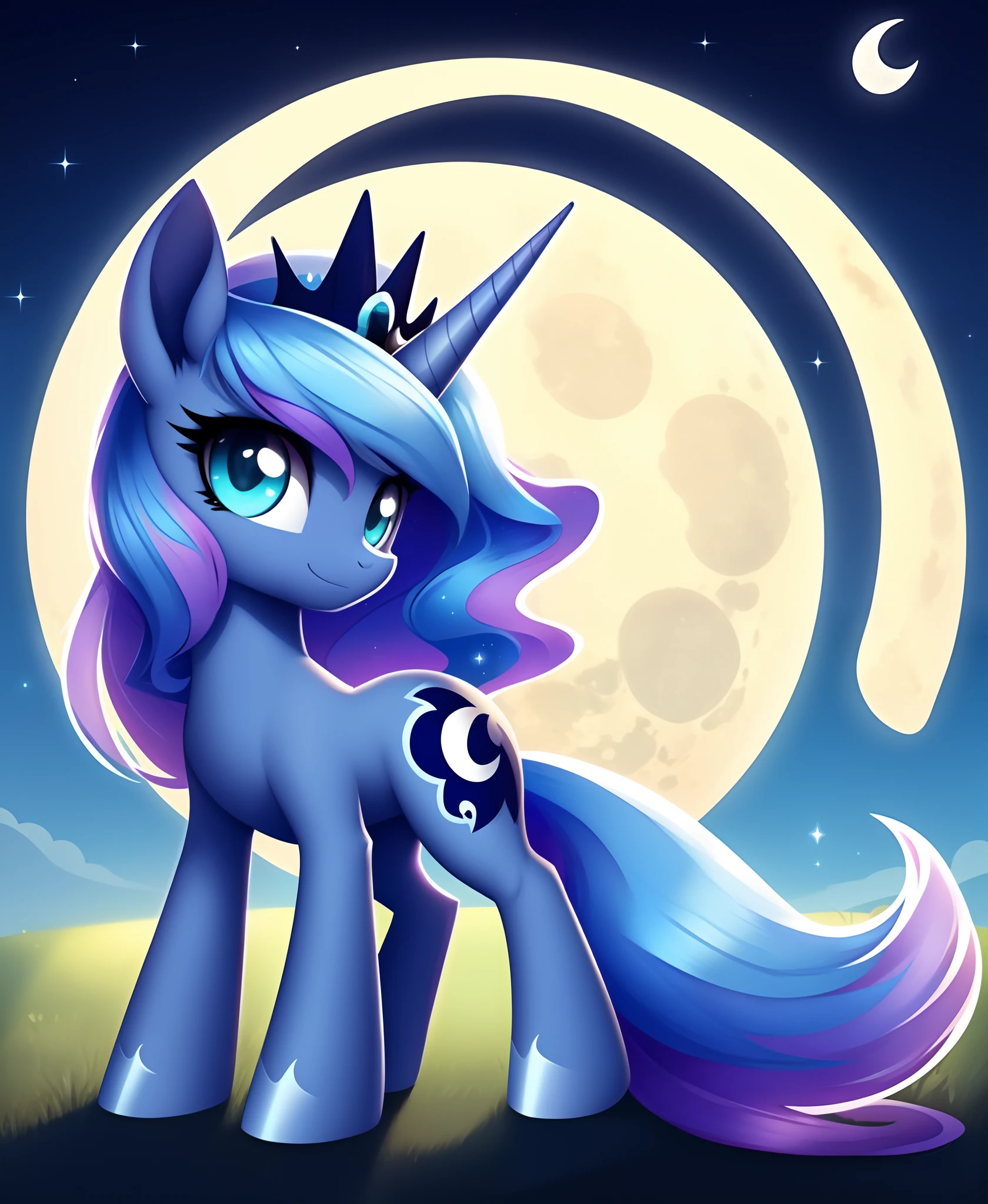 rating_safe，score_9，Cute bat pony，Furry wild pony，Luna，(Moon Princess:1.3) solo