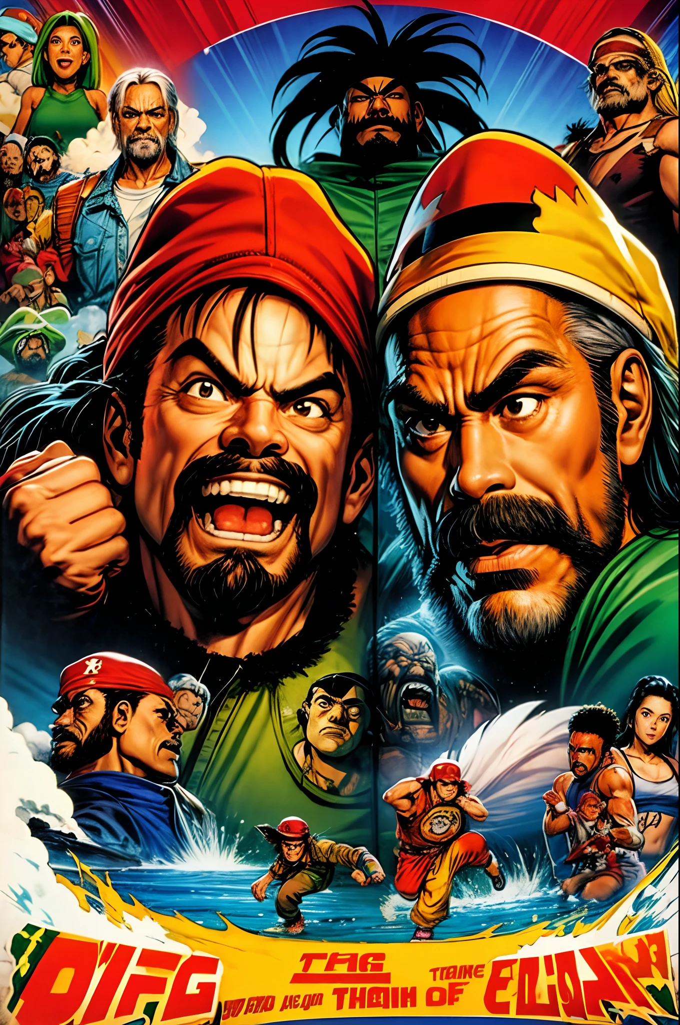 Cheech vs. Chong movie poster in the art style of Shinkiro.