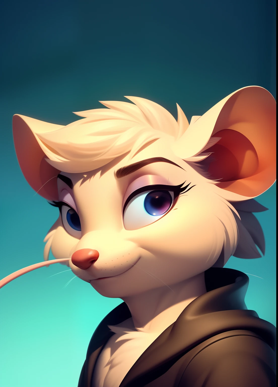 furry male anthro, mouse man, portrait, close-up, solo, body fur, (best quality), (detailed stage background:1.2), looking at viewer, tail