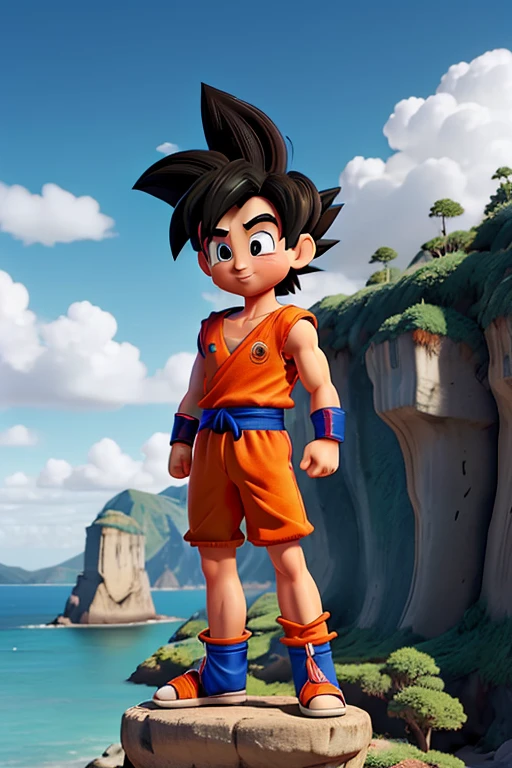 Postura de Goku de pie,punta del pie,Suspendido en el suelo,cuerpo completo como , Producido por Akira Toriyama
