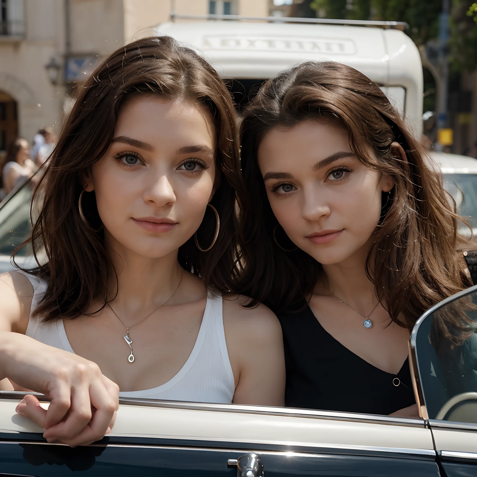 Une affiche de film Disney avec écrit " Kiki et Lulu". Ils sont amoureux. Ils sont habillé chic devant une voiture de sport.
Lulu est petite. Elle a des cheveux long, bruns et lisses. Ses yeux sont marrons. Elle a la peau foncé . Elle porte une bagues aux doigts, deux collier et deux boucles d oreilles.
Kiki esest grand. Il est légèrement musclé. Il a les yeux bleux. Ses cheveux sont frissés. Il a la peau claire. Il a un gros nez. Il a une barbe courte.