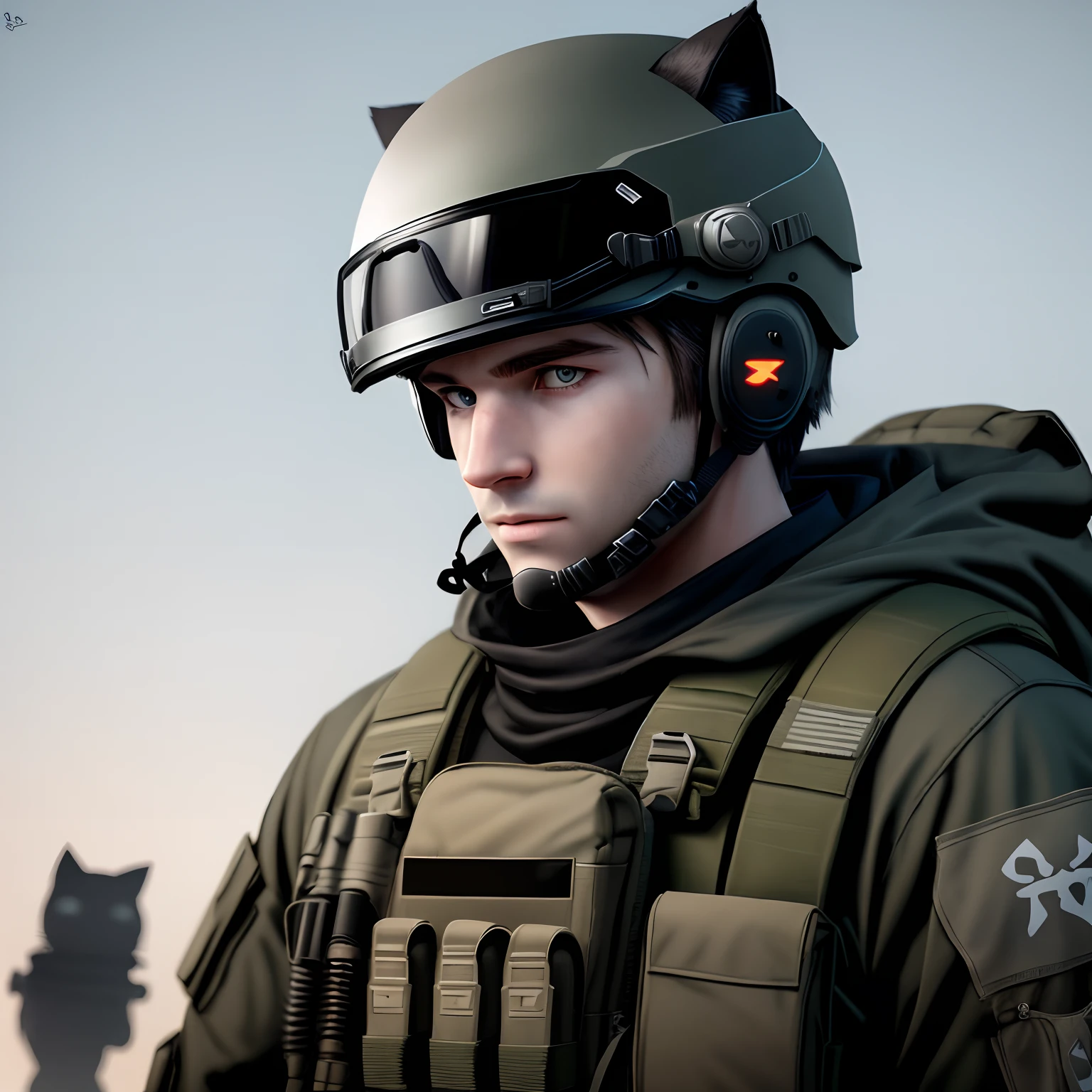Simon Ghost Riley call of duty modern warfare character with cat ears attached to his helmet