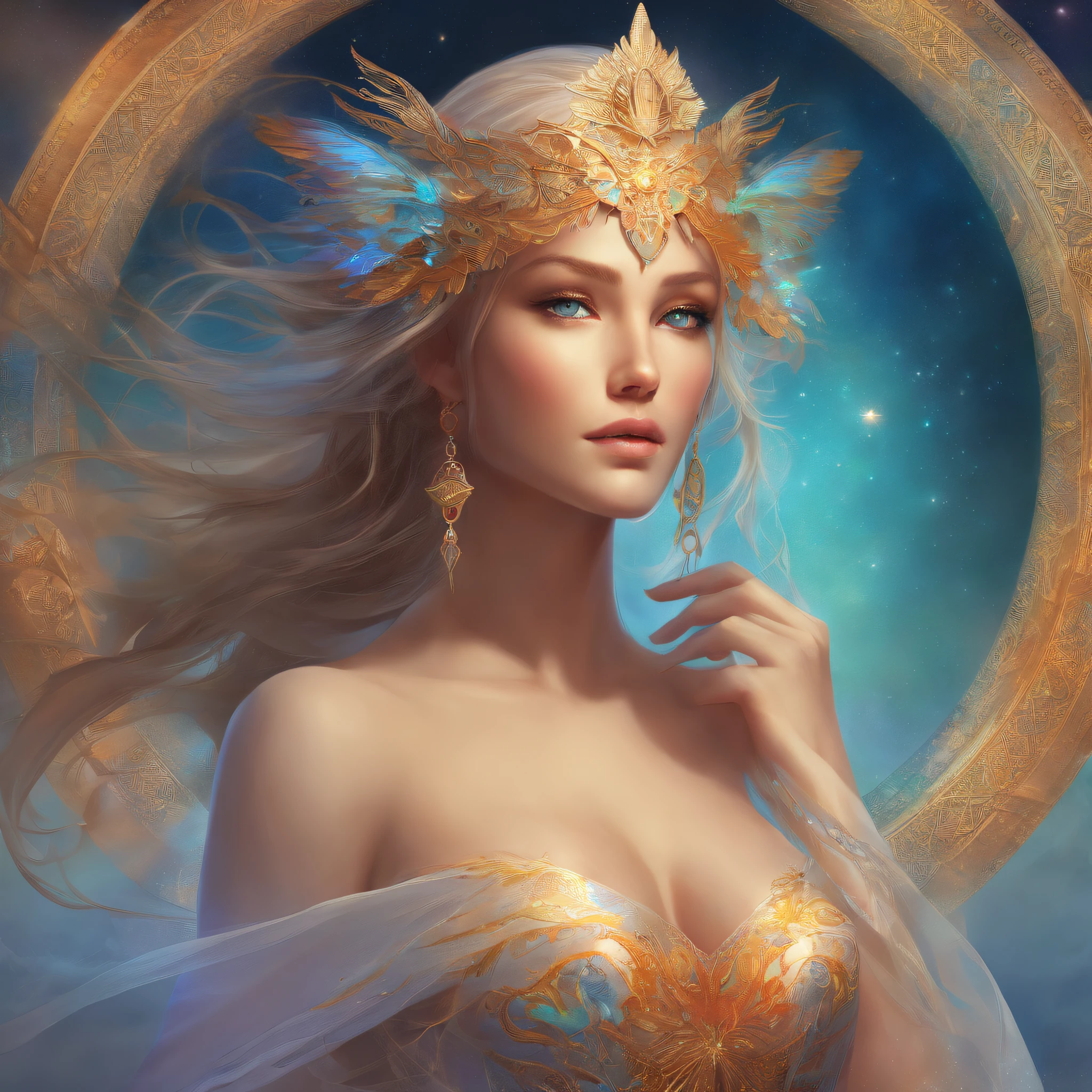 Mobius , full body, amazing, gorgeous, beautiful woman, embedded, mesmerizing eyes, flowing hair, delicate features, soft skin, elegant posture, vibrant background, ethereal lighting, fantasy styling, vibrant colors, enchanting aura, evoking emotions, mesmerizing beauty, dreamlike atmosphere, high-resolution rendering, photorealistic details, intricate patterns, captivating gaze, graceful movements.